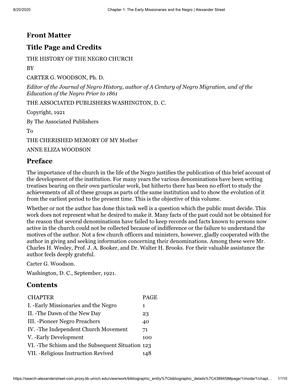 Front Matter Title Page and Credits Preface Contents