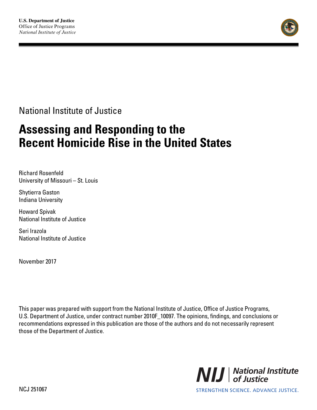 Assessing and Responding to the Recent Homicide Rise in the United States