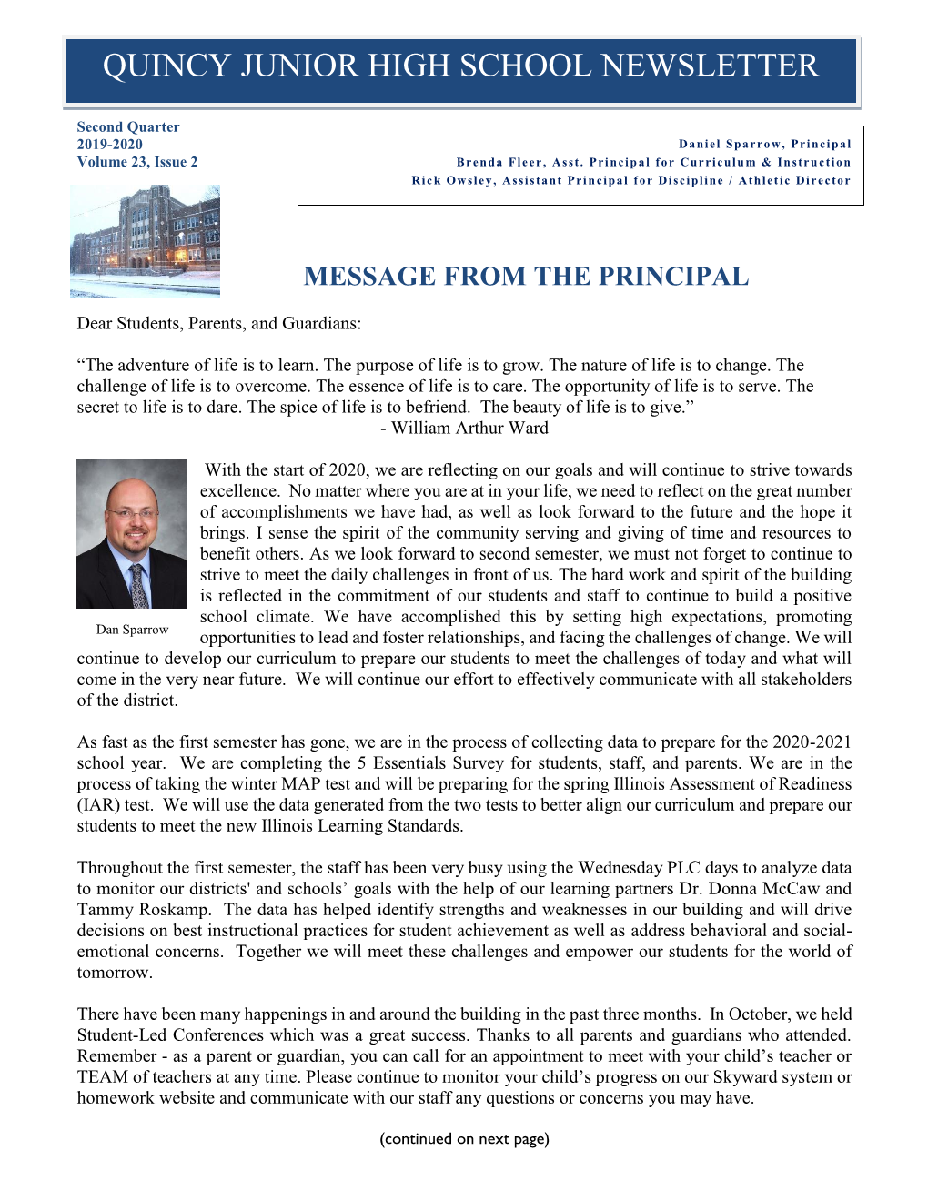 Quincy Junior High School Newsletter