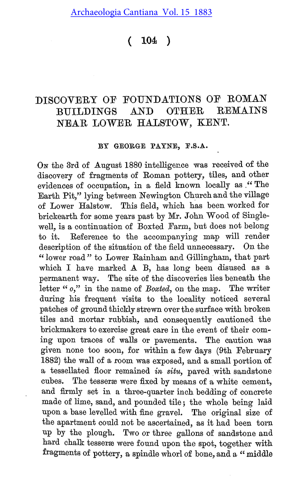 On Foundations of Roman Buildings, Boxted Near Lower Halstow