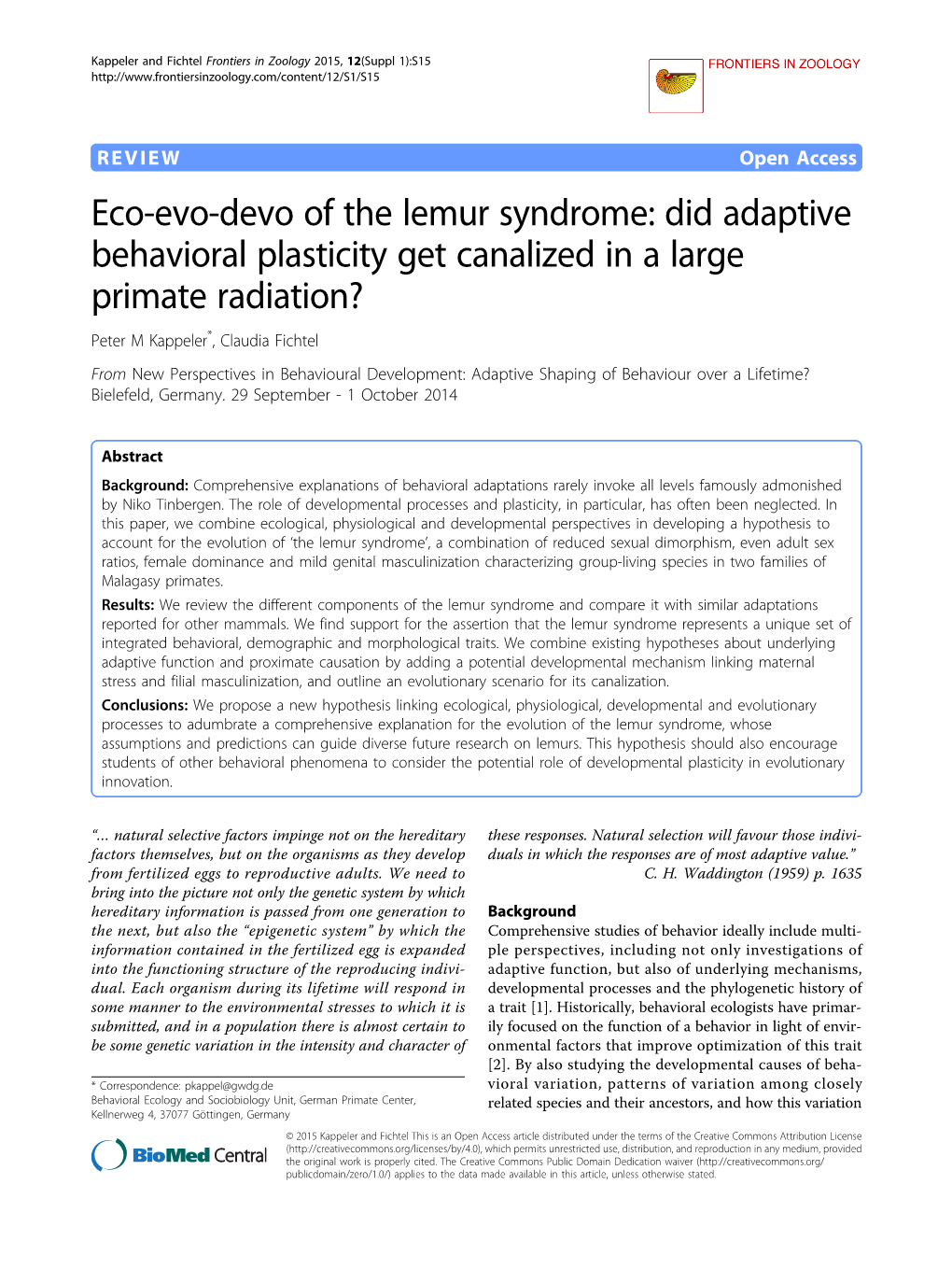 Eco-Evo-Devo of the Lemur Syndrome: Did Adaptive Behavioral Plasticity