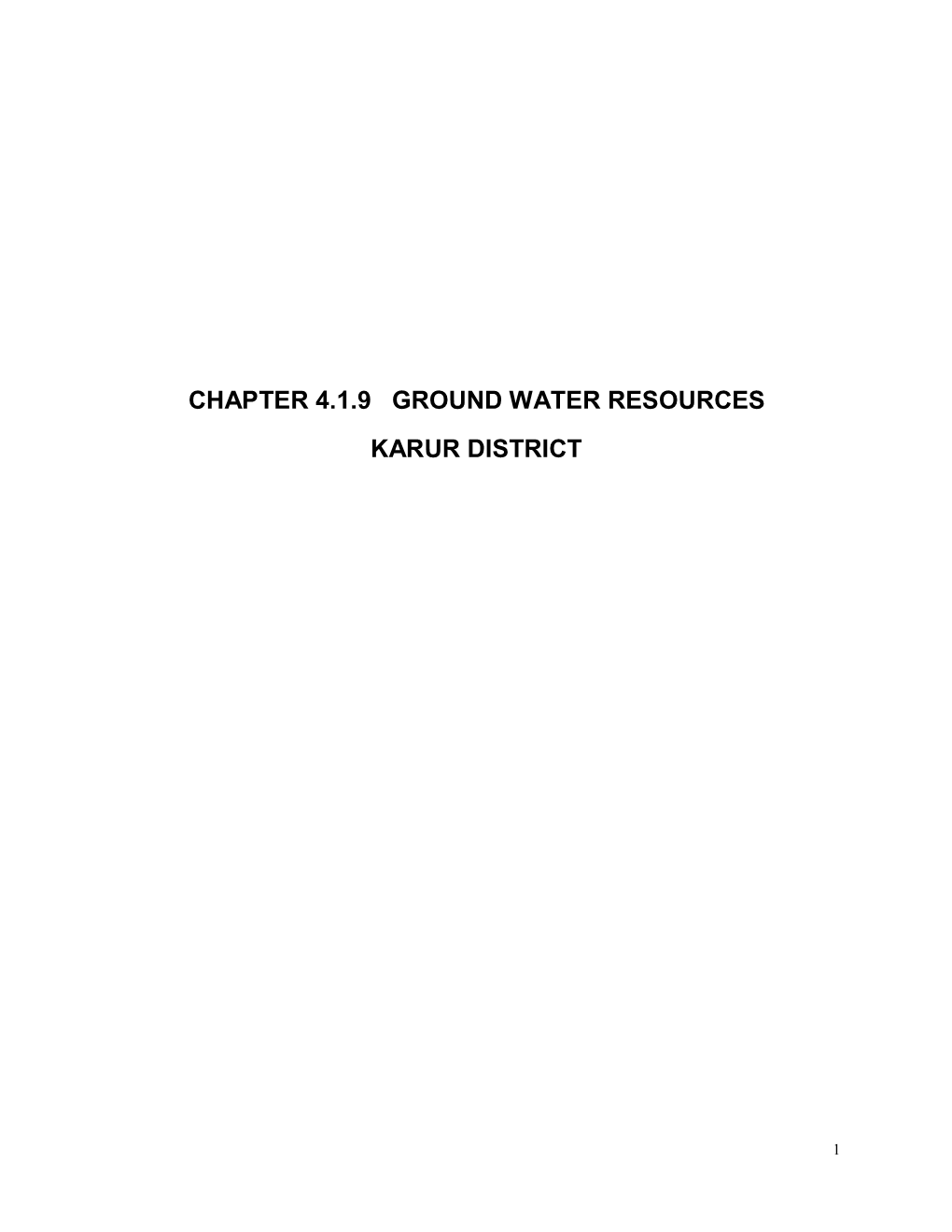 Chapter 4.1.9 Ground Water Resources Karur District