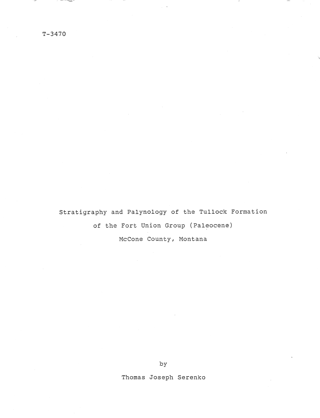 Stratigraphy and Palynology of the Tullock Formation