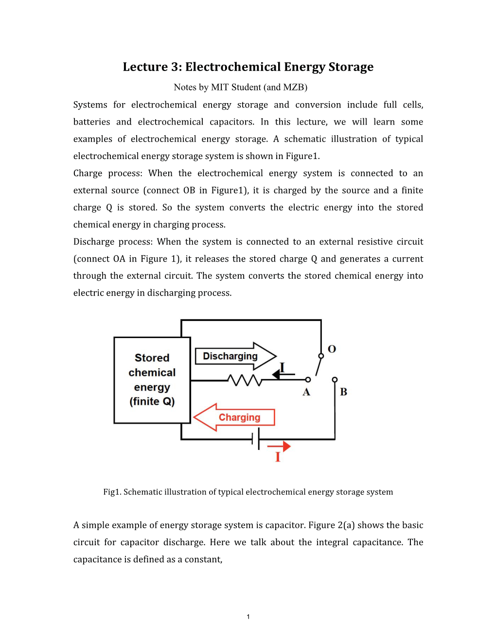 Lecture 3: Electrochemical Energy Storage
