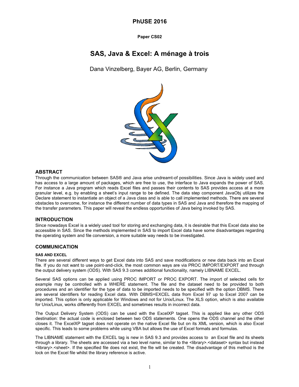 SAS, Java & Excel