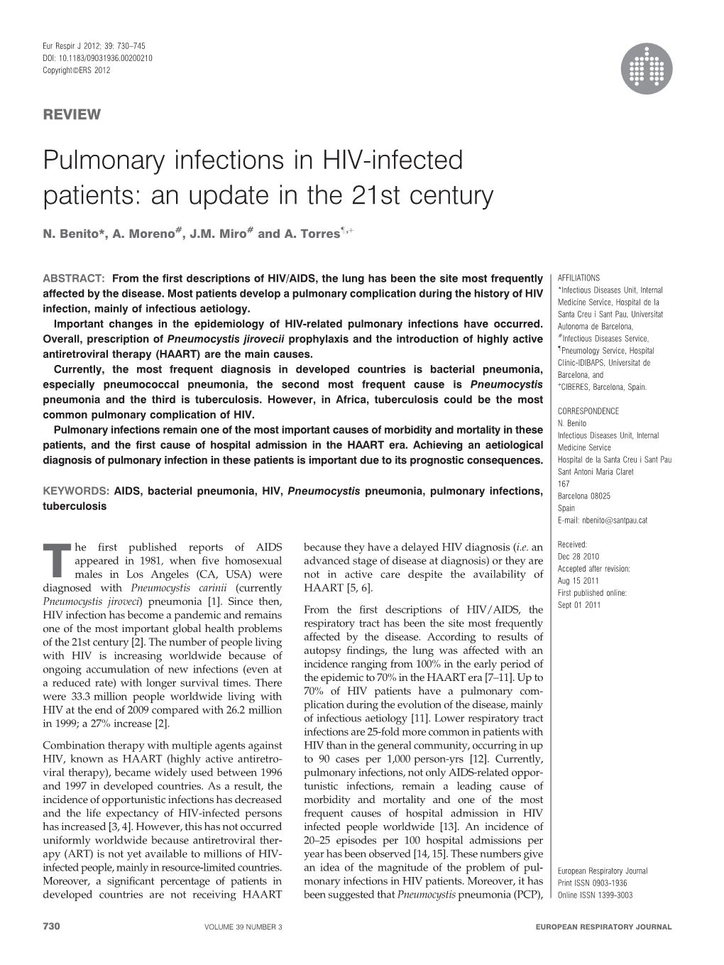 Pulmonary Infections in HIV-Infected Patients: an Update in the 21St Century