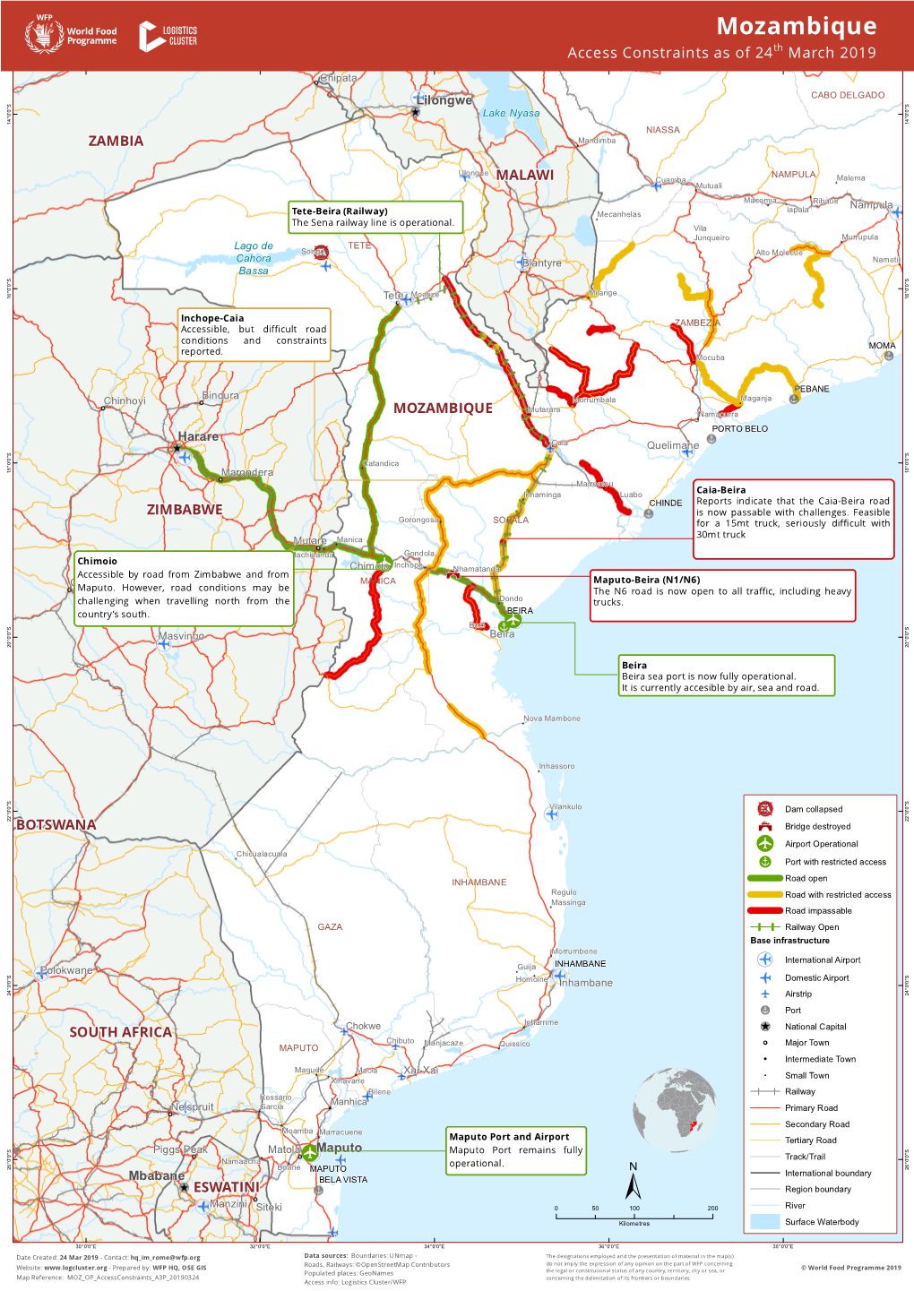 Mozambique ! H Acce Ss Constraints As of 24Th March 2019 Chipata CABO DELGADO S S