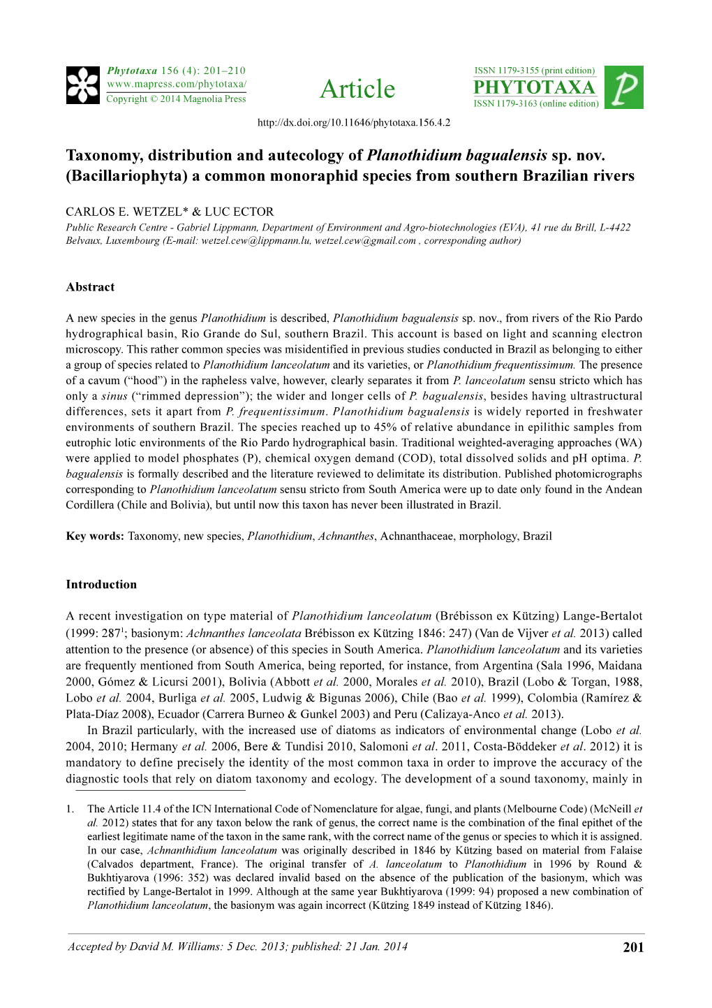 Bacillariophyta) a Common Monoraphid Species from Southern Brazilian Rivers