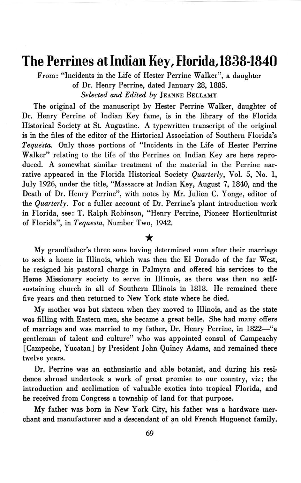 The Perrines at Indian Key, Florida, 1838-1840