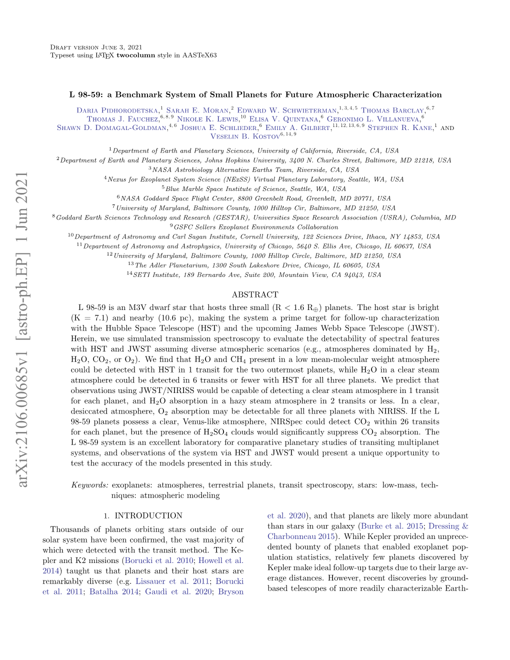 Arxiv:2106.00685V1 [Astro-Ph.EP] 1 Jun 2021