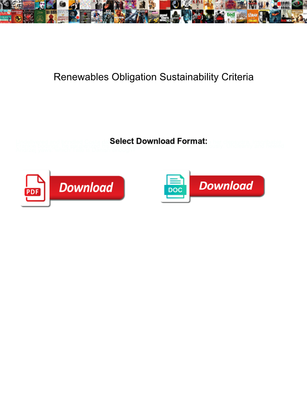 Renewables Obligation Sustainability Criteria