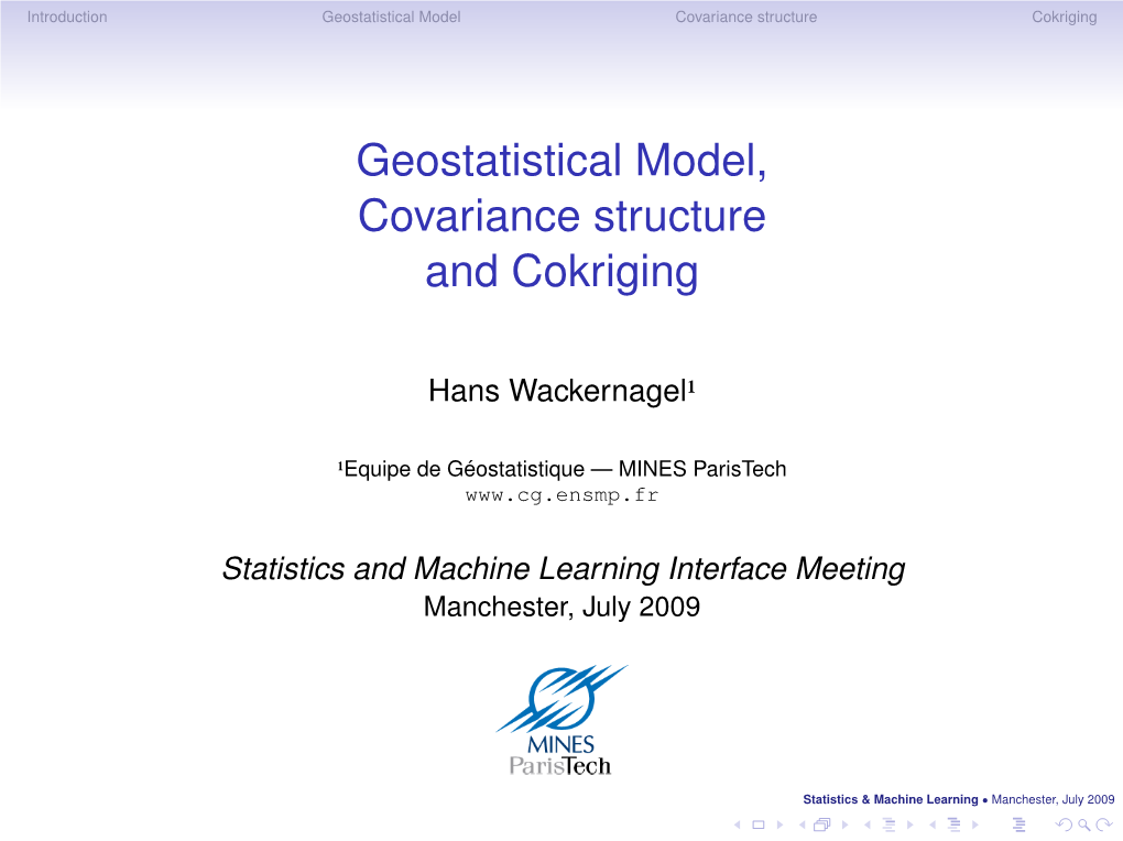 Geostatistical Model, Covariance Structure and Cokriging