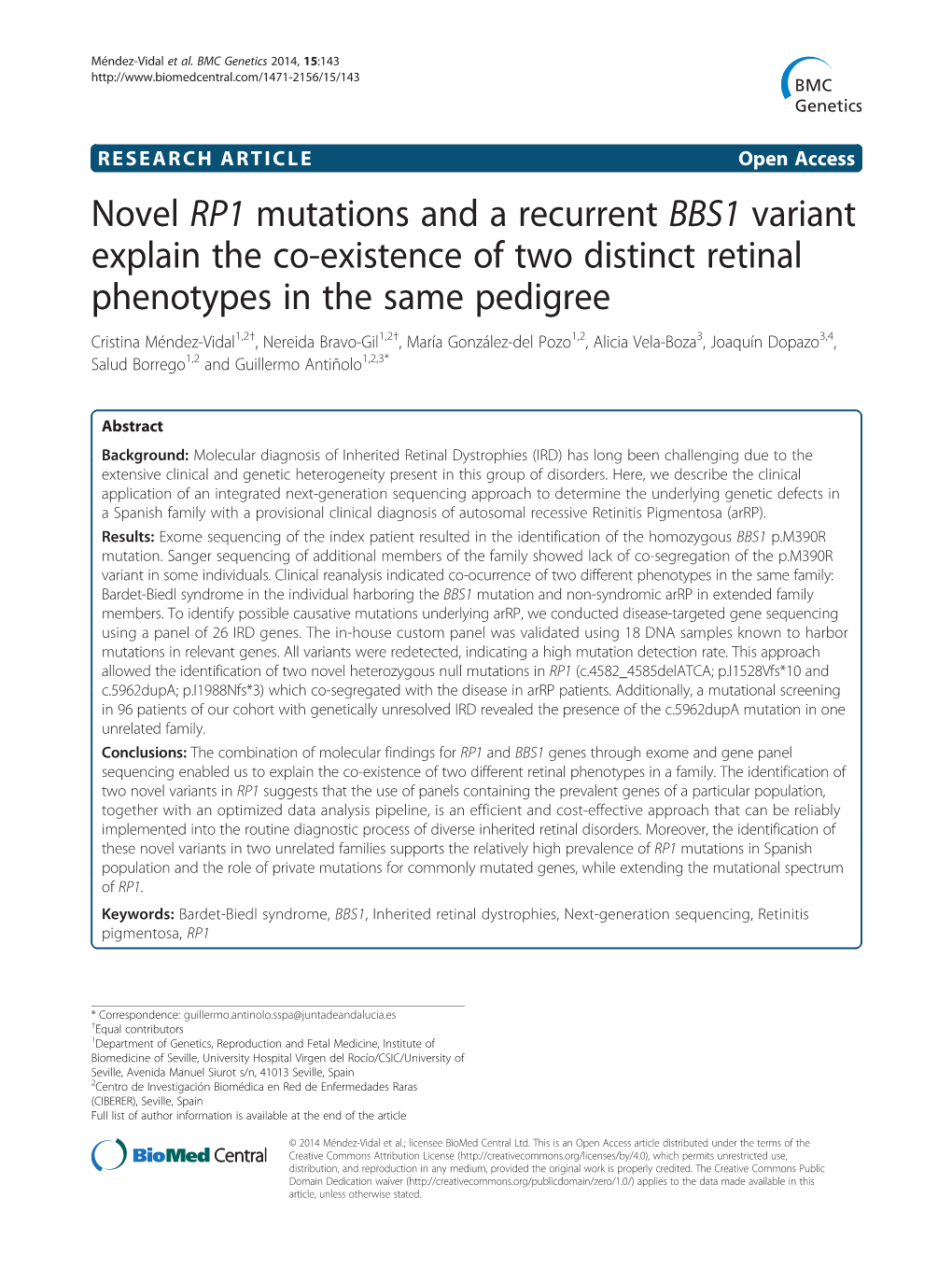 Novel RP1 Mutations and a Recurrent BBS1 Variant Explain the Co