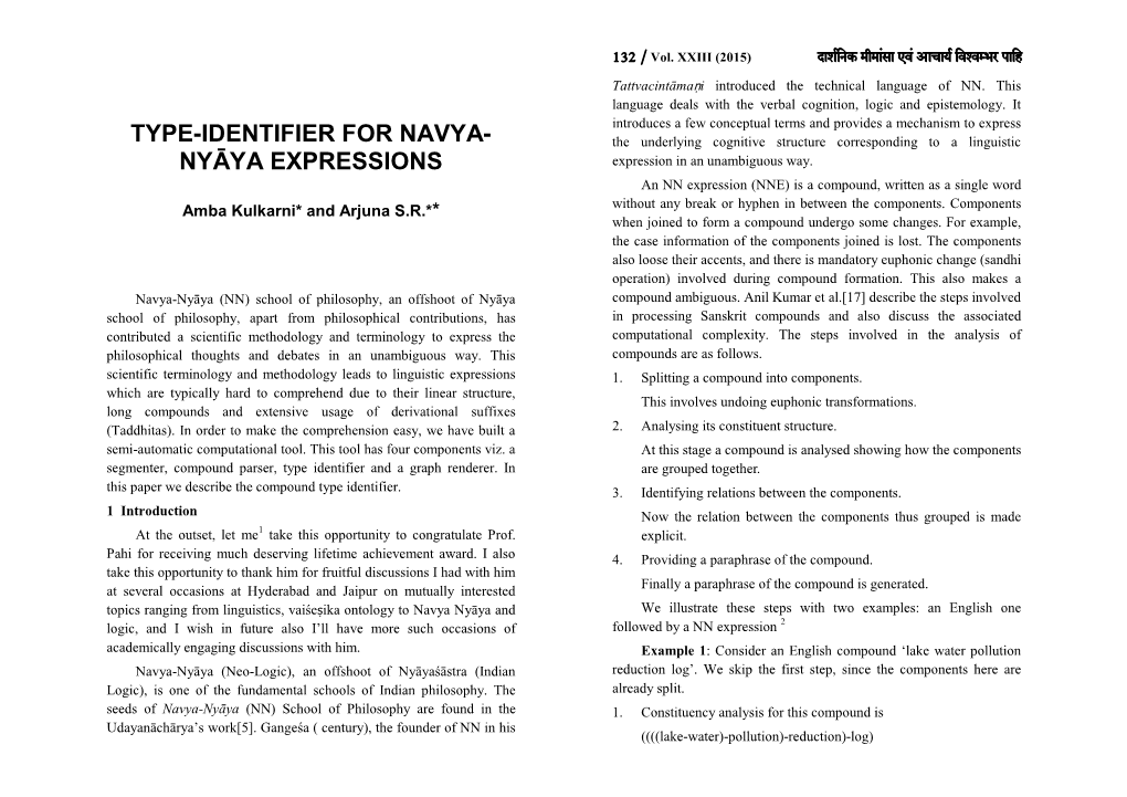 Type-Identifier for Navya- Nyāya Expressions