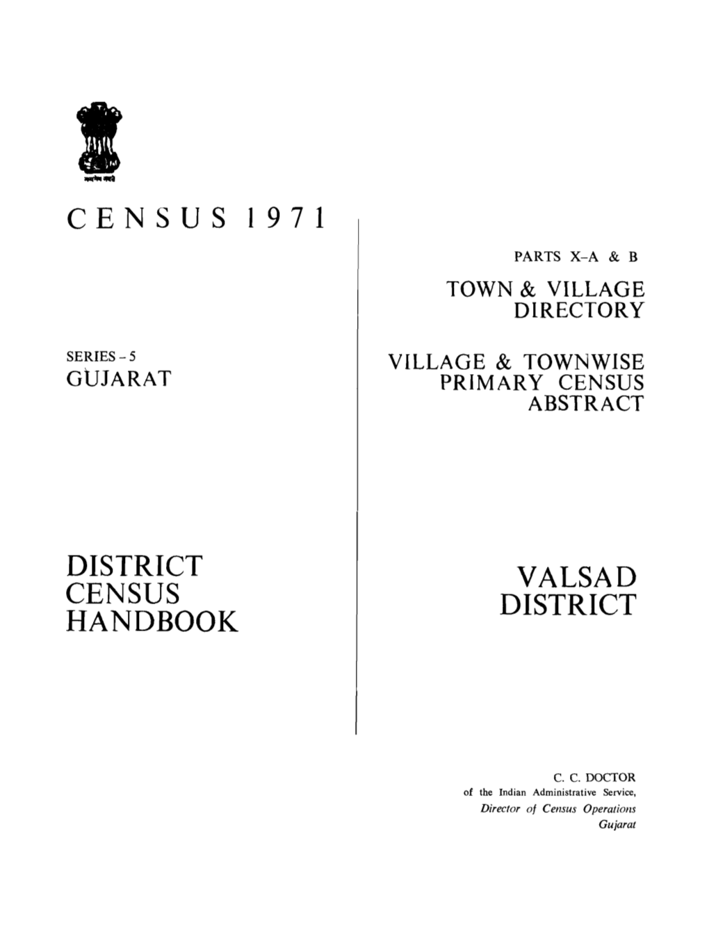 District Census Handbook, Valsad, Part X-A & B, Series-5