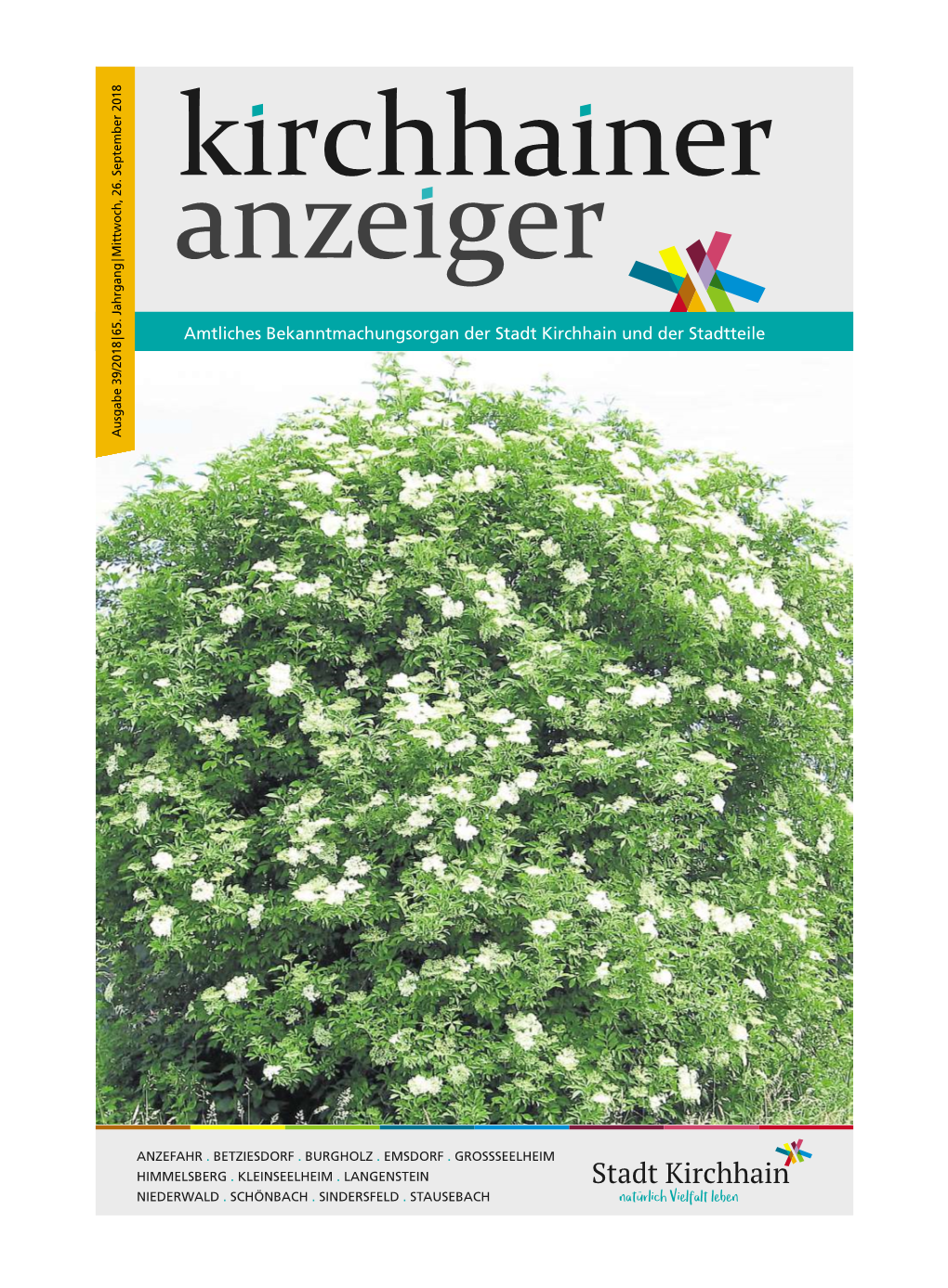 Amtliches Bekanntmachungsorgan Der Stadt Kirchhain Und Der Stadtteile |6 39/2018 Ausgabe