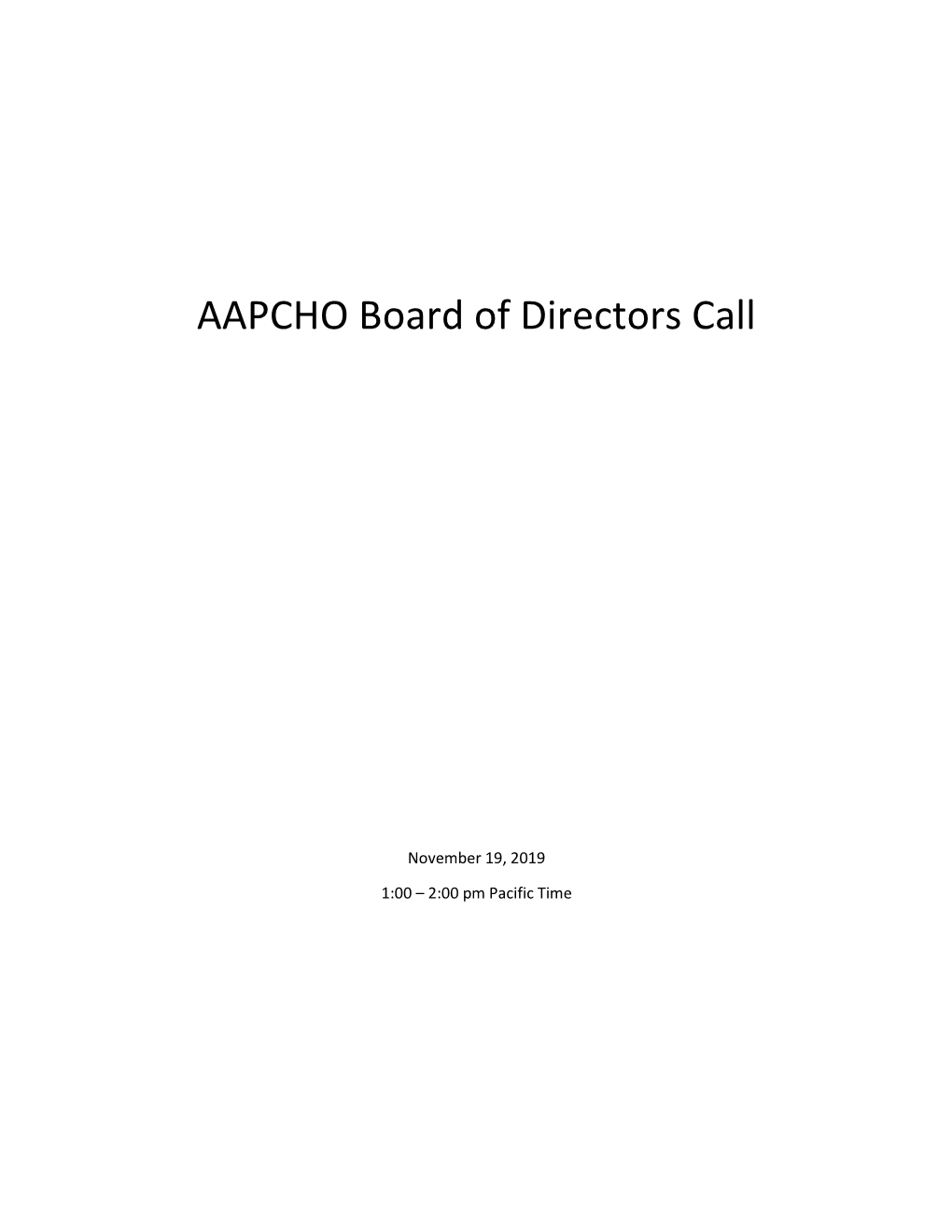 AAPCHO Board of Directors Call
