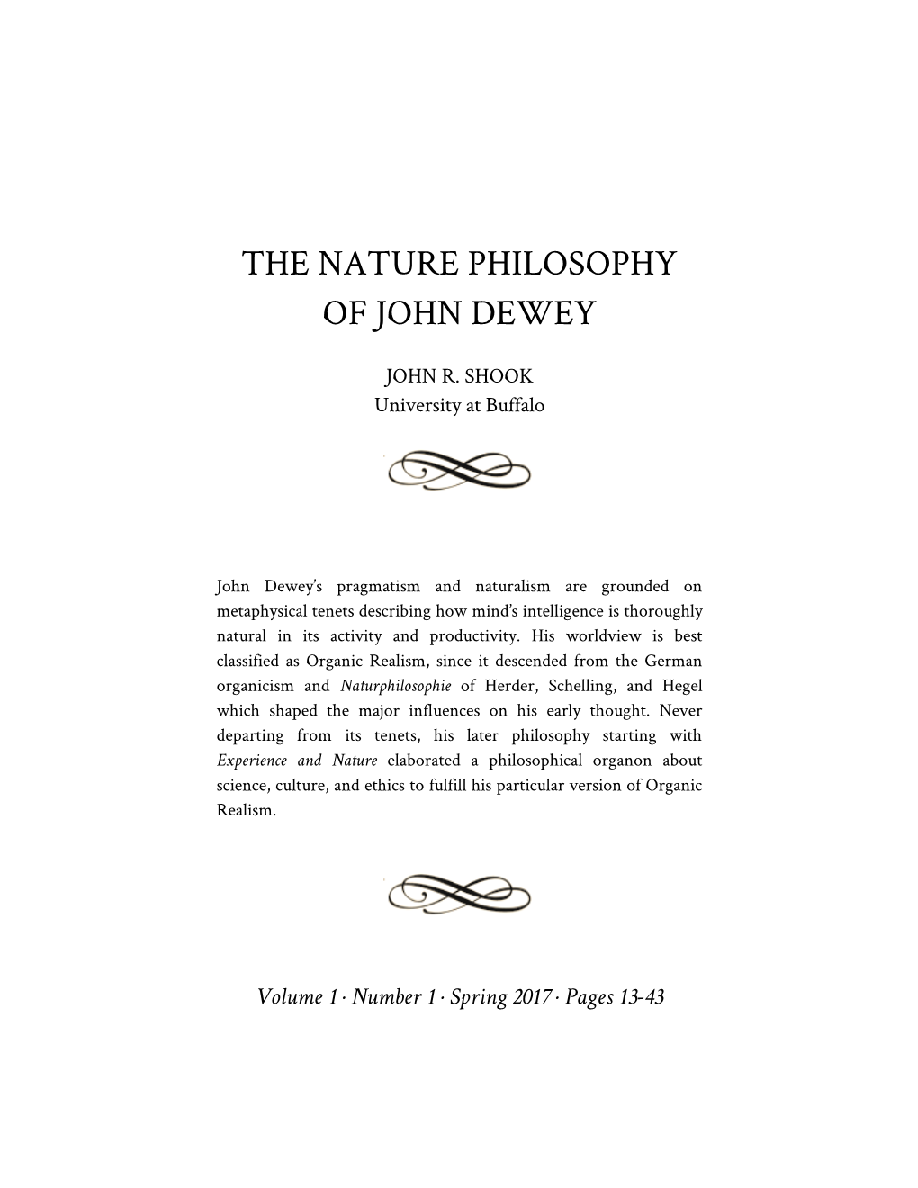 The Nature Philosophy of John Dewey