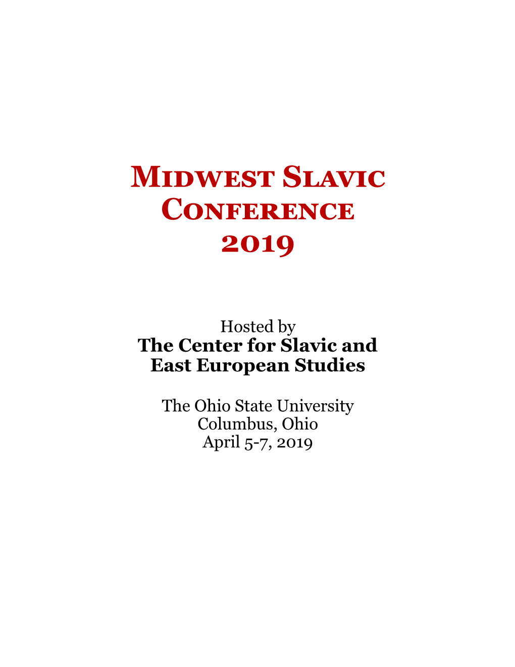 Midwest Slavic Conference 2019