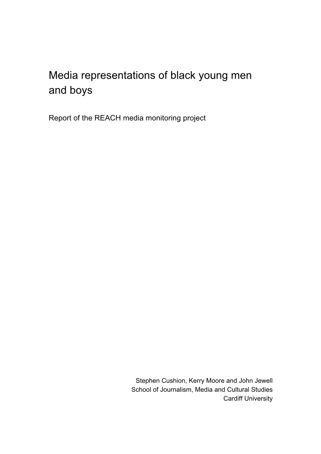 Media Representations of Black Young Men and Boys