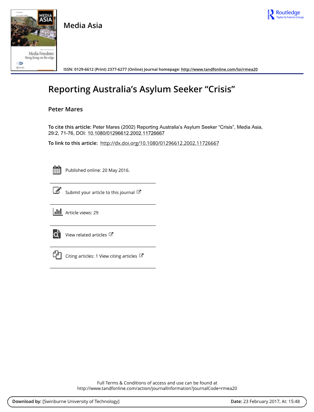 Reporting Australia's Asylum Seeker "Crisis