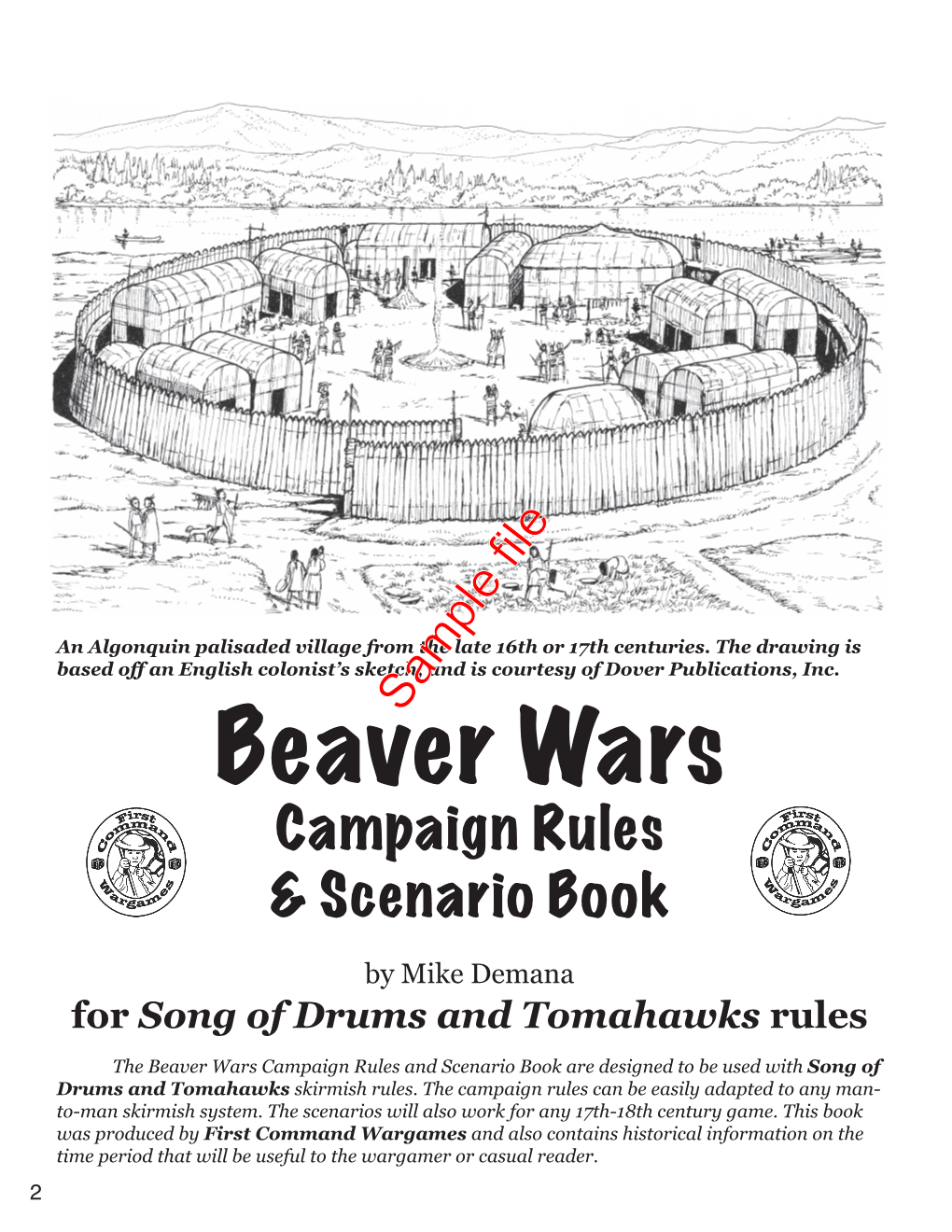 Beaver Wars Campaign Rules & Scenario Book by Mike Demana for Song of Drums and Tomahawks Rules