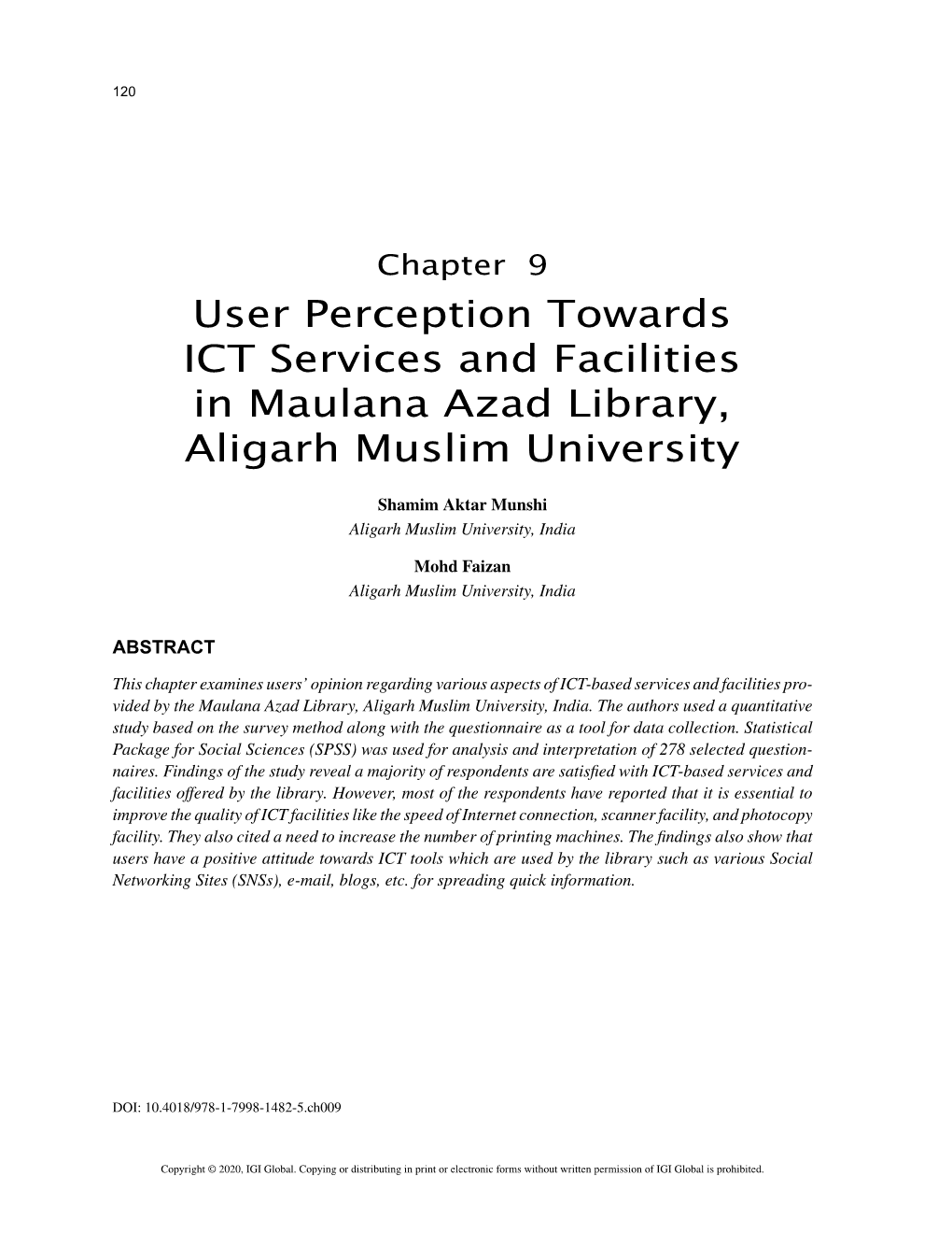 User Perception Towards ICT Services and Facilities in Maulana Azad Library, Aligarh Muslim University