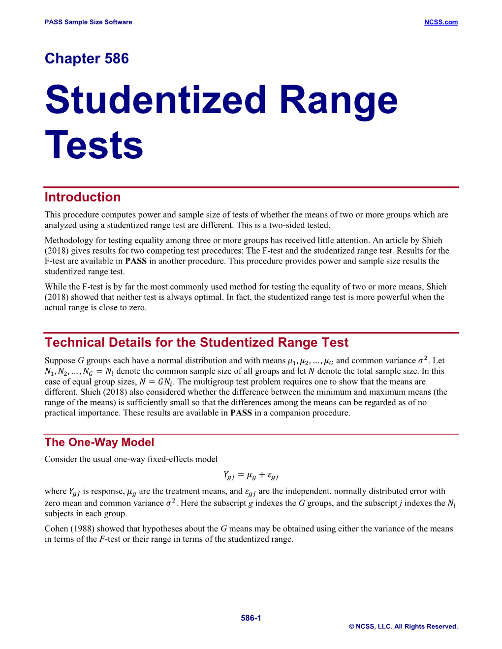 Studentized Range Tests