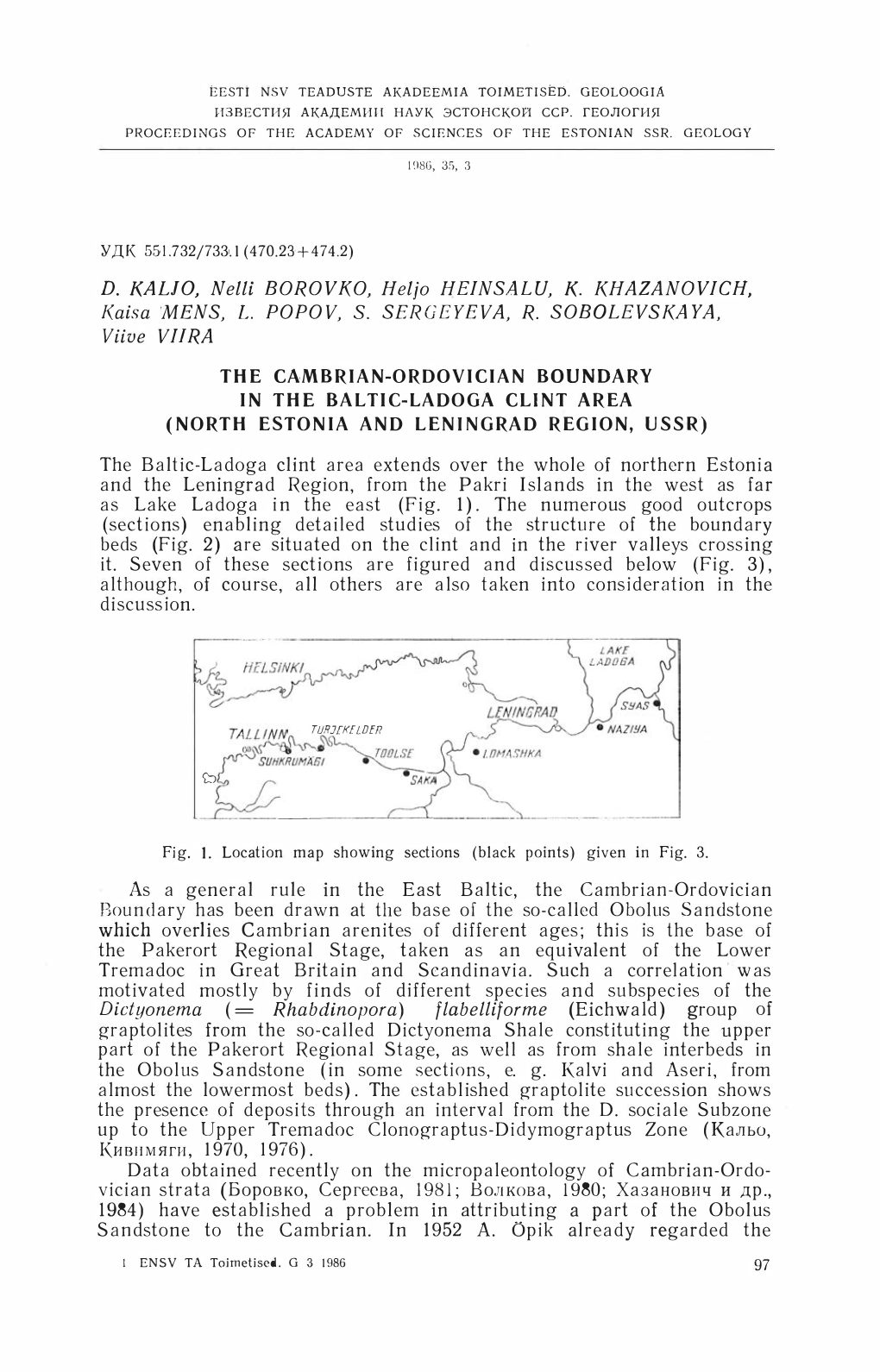 The Cambrian–Ordovician Boundary in the Baltic-Ladoga