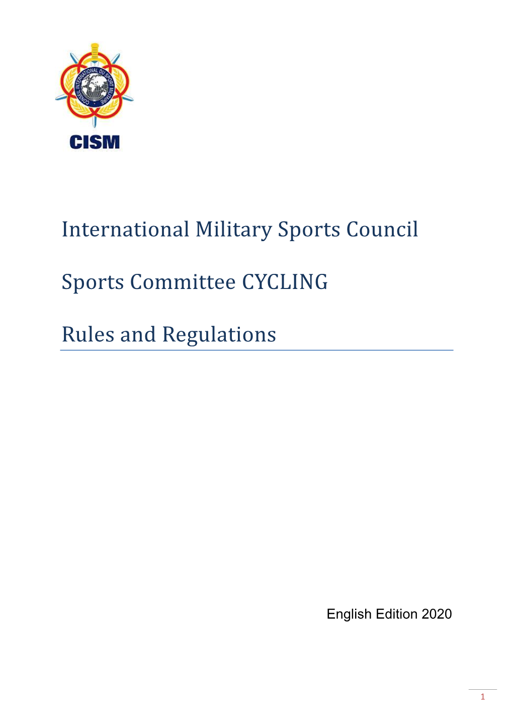 International Military Sports Council Sports Committee CYCLING Rules and Regulations