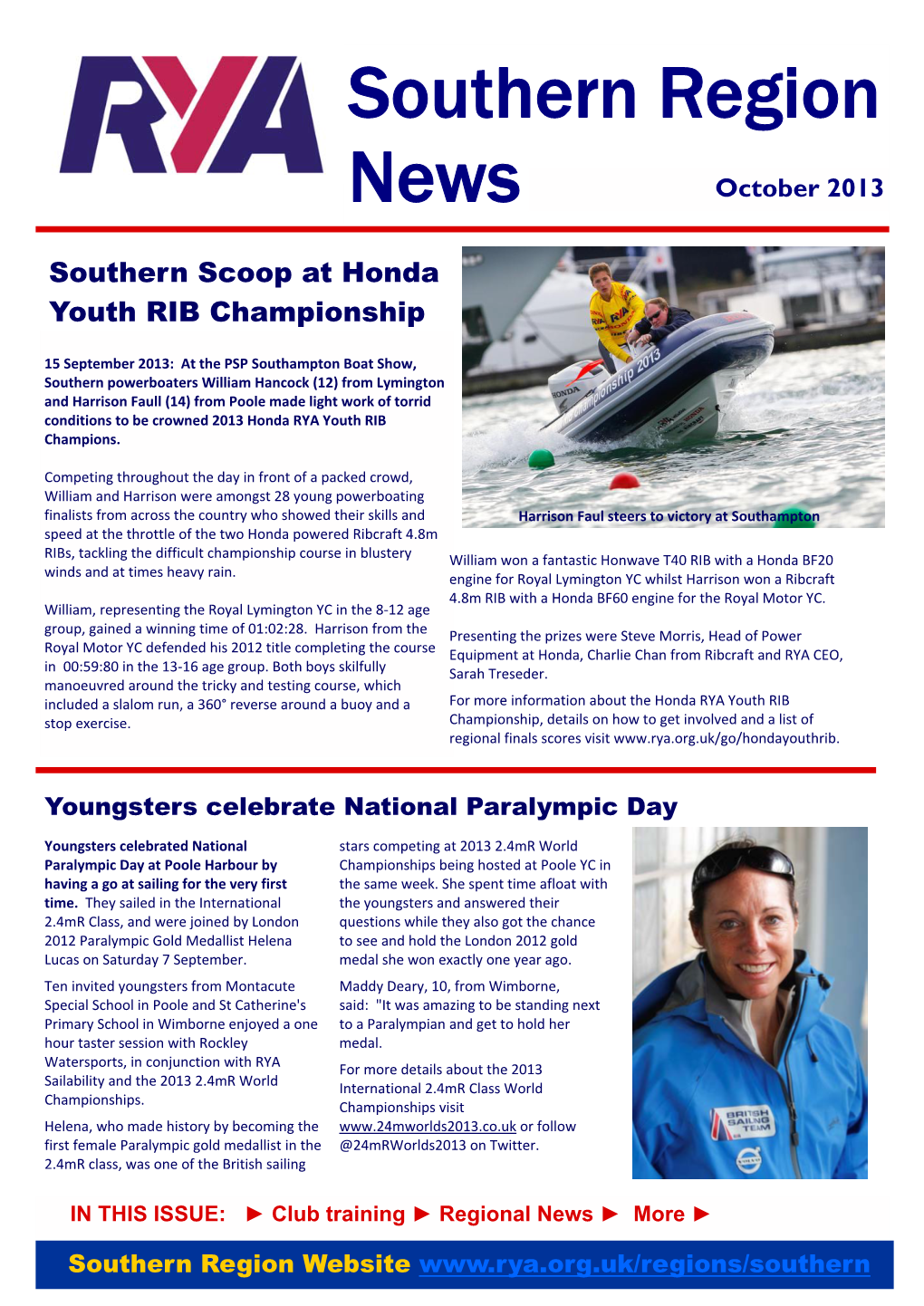 RYA Sept 2013 Newsletter