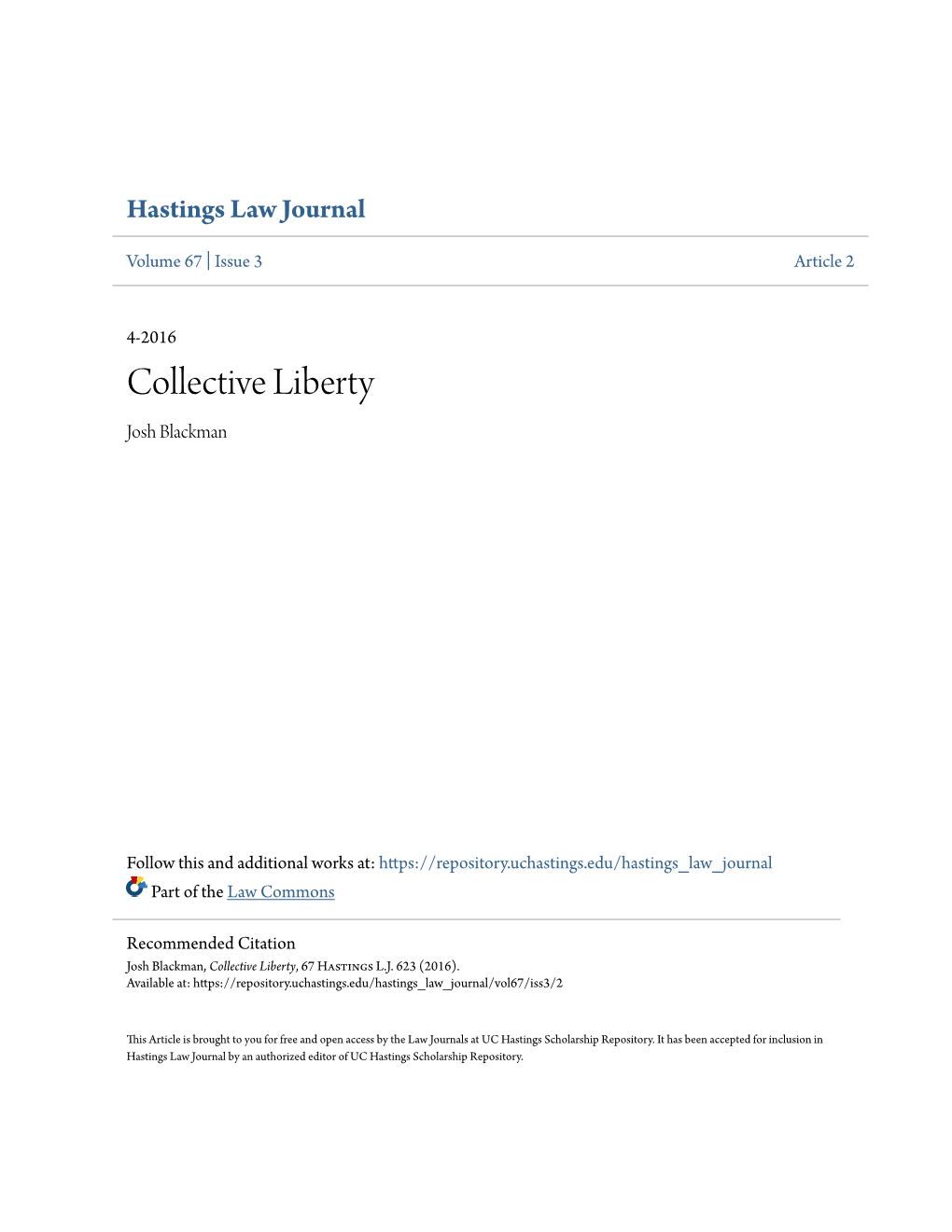 Collective Liberty Josh Blackman