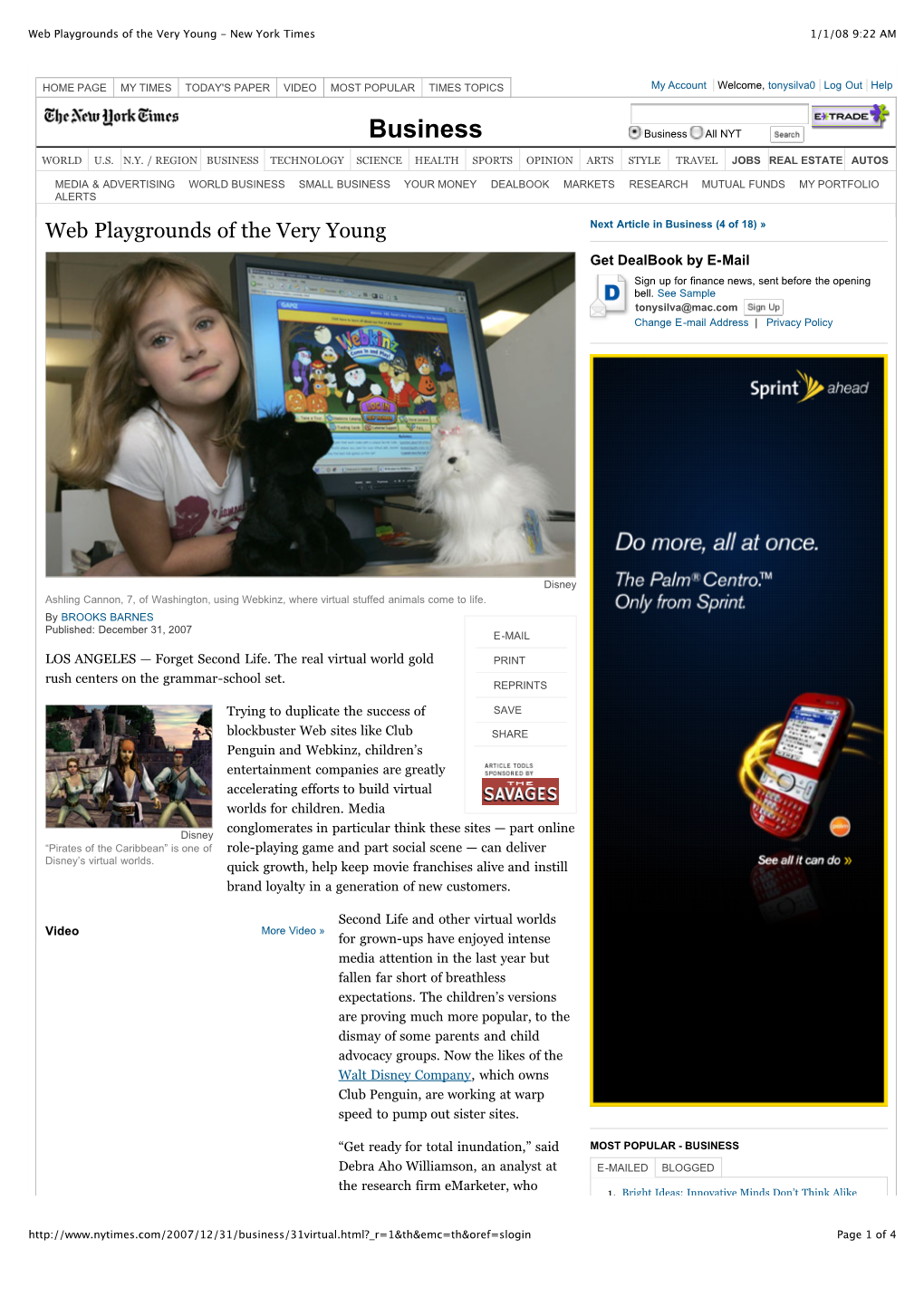 Web Playgrounds of the Very Young - New York Times 1/1/08 9:22 AM