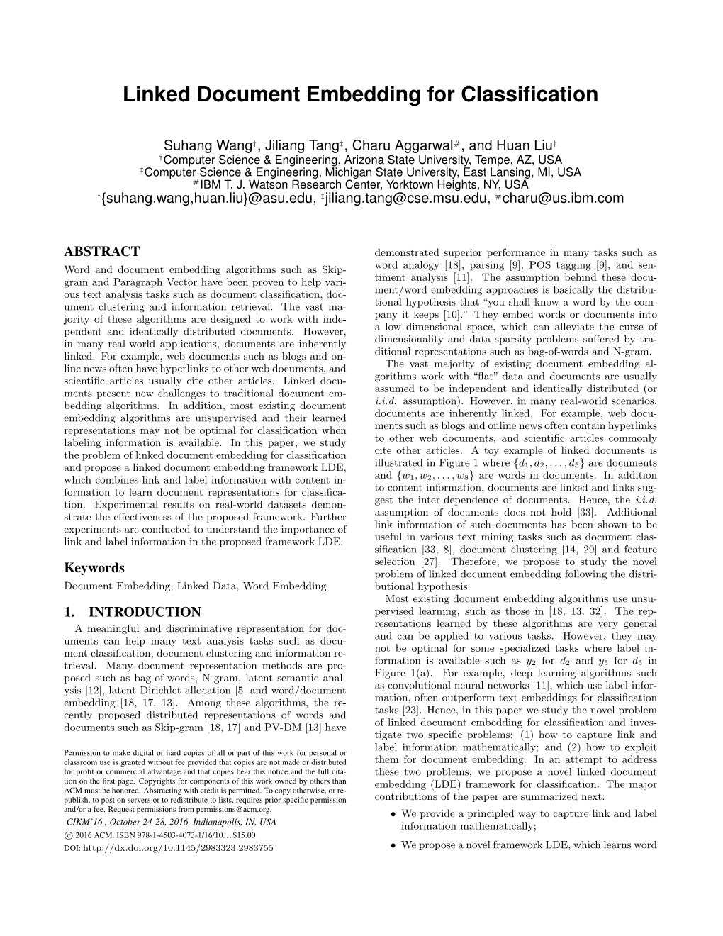 Linked Document Embedding for Classification