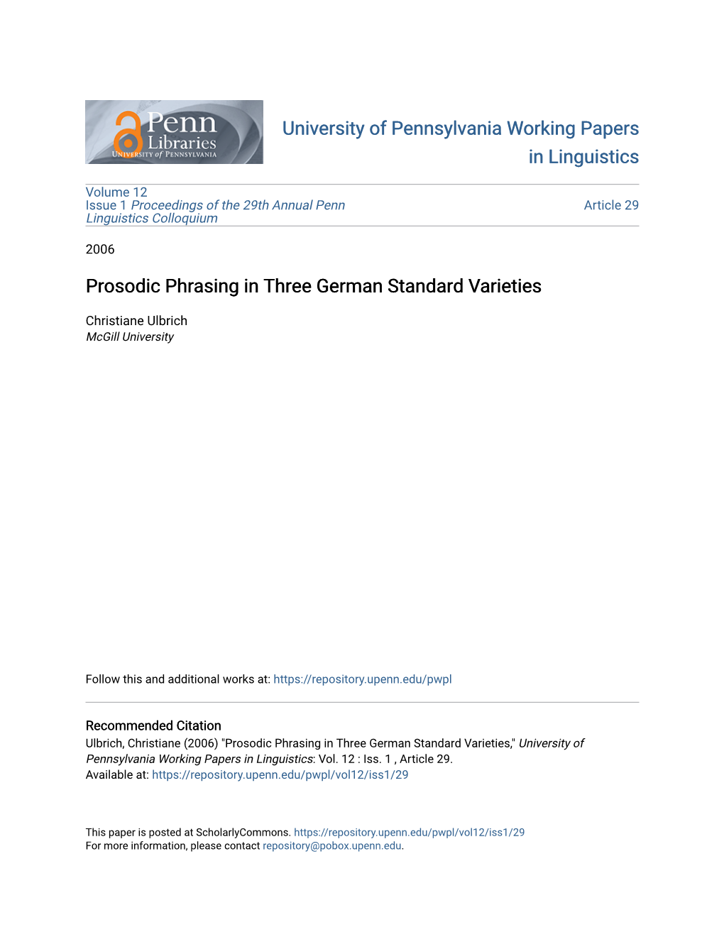 Prosodic Phrasing in Three German Standard Varieties