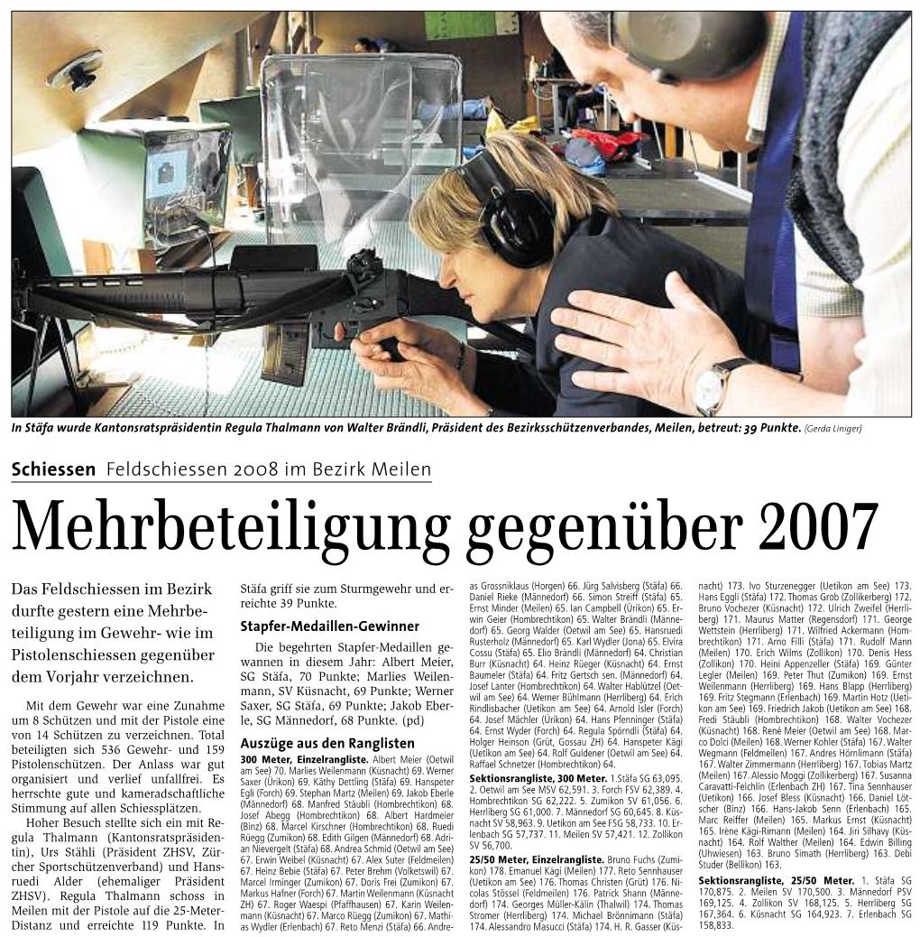 Bericht Über Das Feldschiessen 2008 (ZSZ)