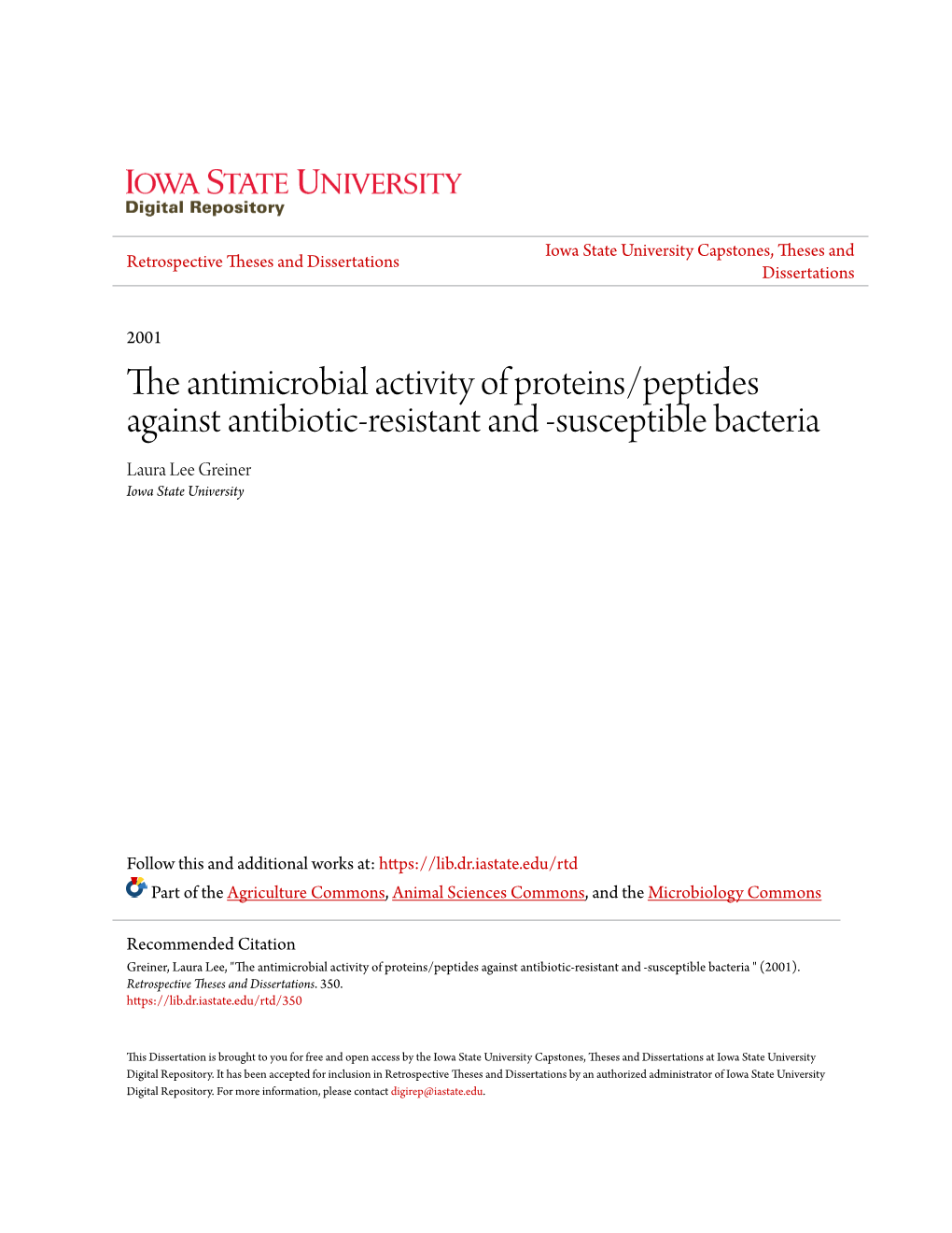 The Antimicrobial Activity of Proteins/Peptides Against Antibiotic-Resistant and -Susceptible Bacteria