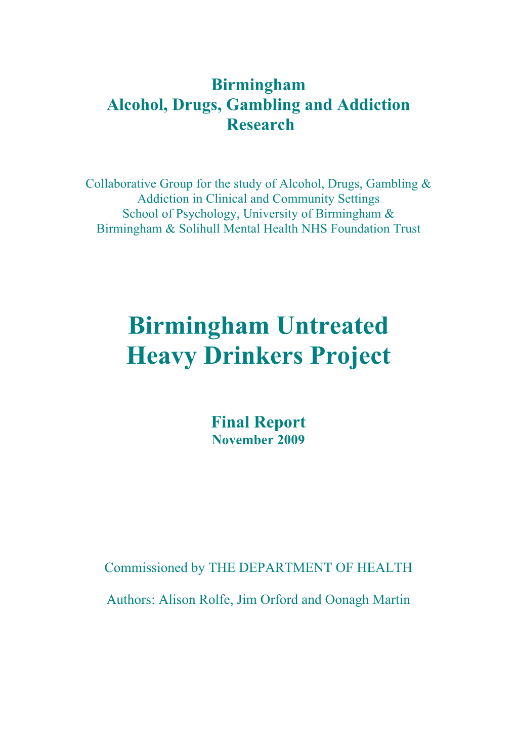 Birmingham Untreated Heavy Drinkers Project