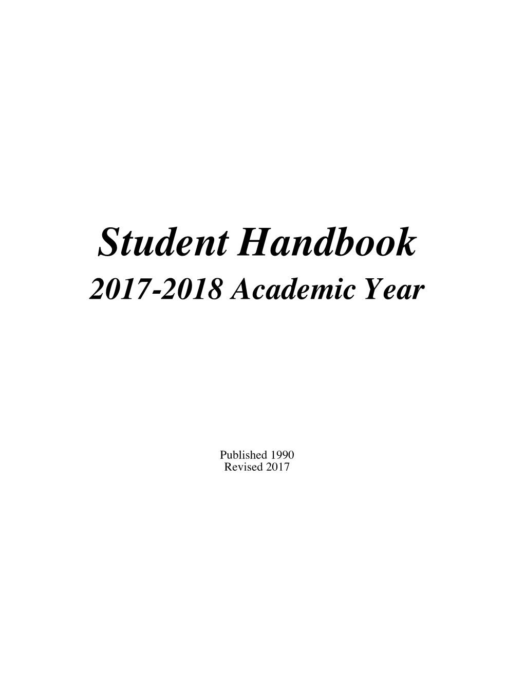 Student Handbook 2017-2018 Academic Year