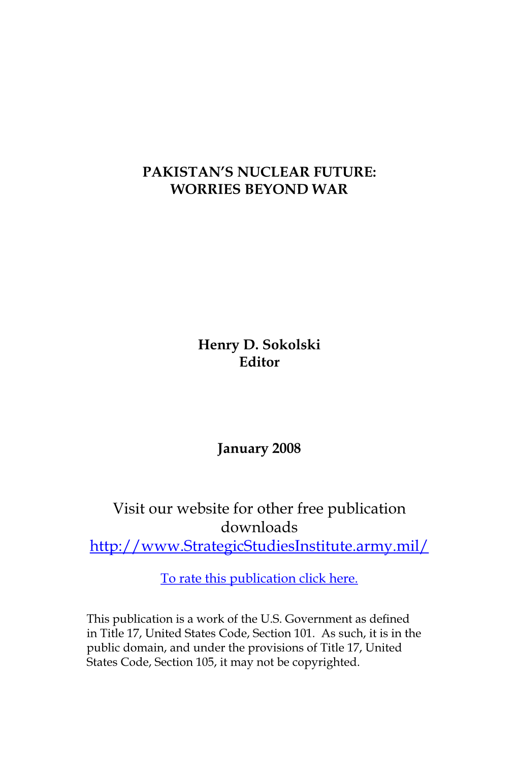 Pakistan's Nuclear Future