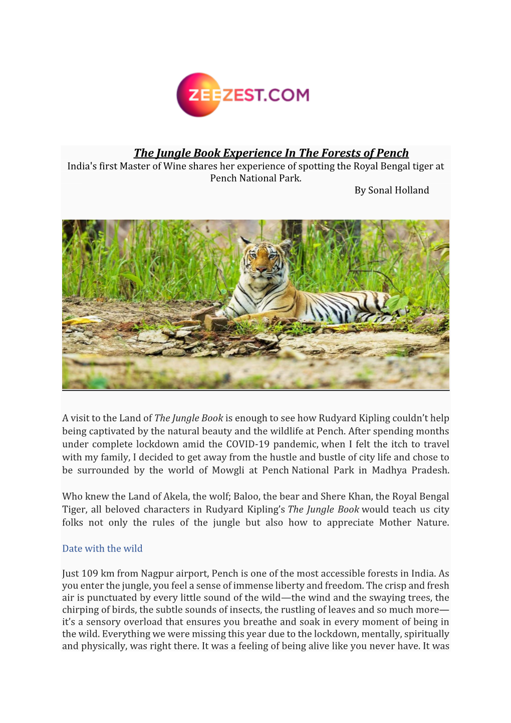 The Jungle Book Experience in the Forests of Pench India's First Master of Wine Shares Her Experience of Spotting the Royal Bengal Tiger at Pench National Park