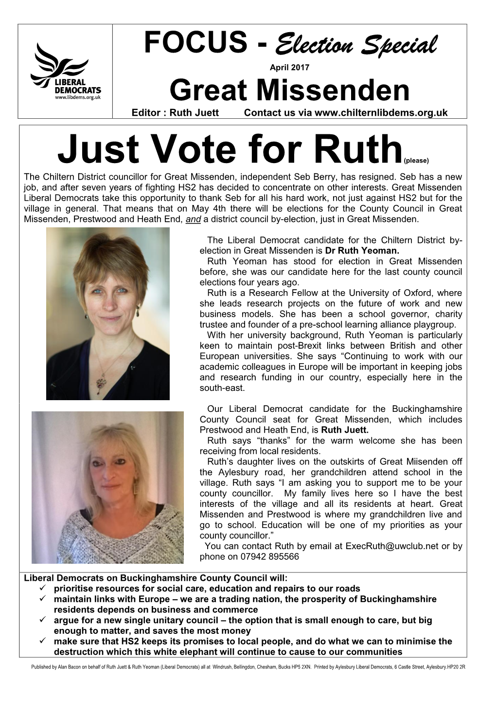 Great Missenden Editor : Ruth Juett Contact Us Via