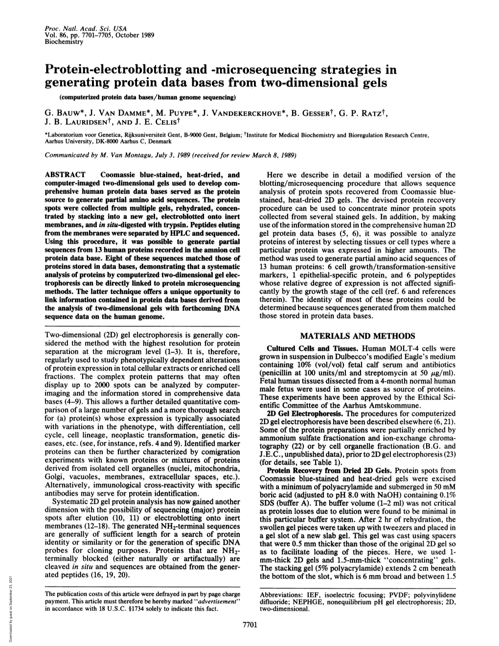 Protein-Electroblotting and -Microsequencing Strategies In