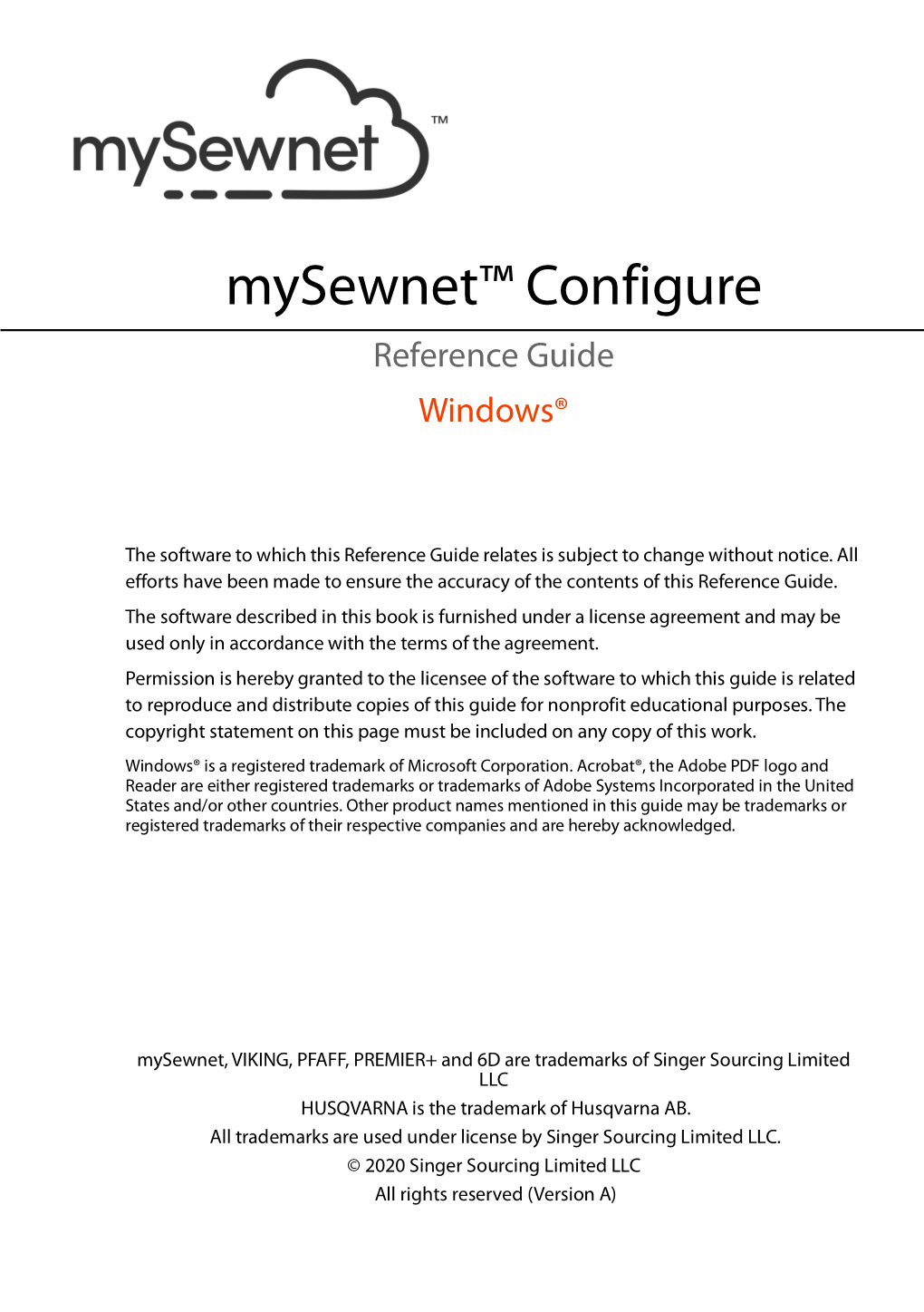Mysewnet™ Configure Reference Guide Windows®
