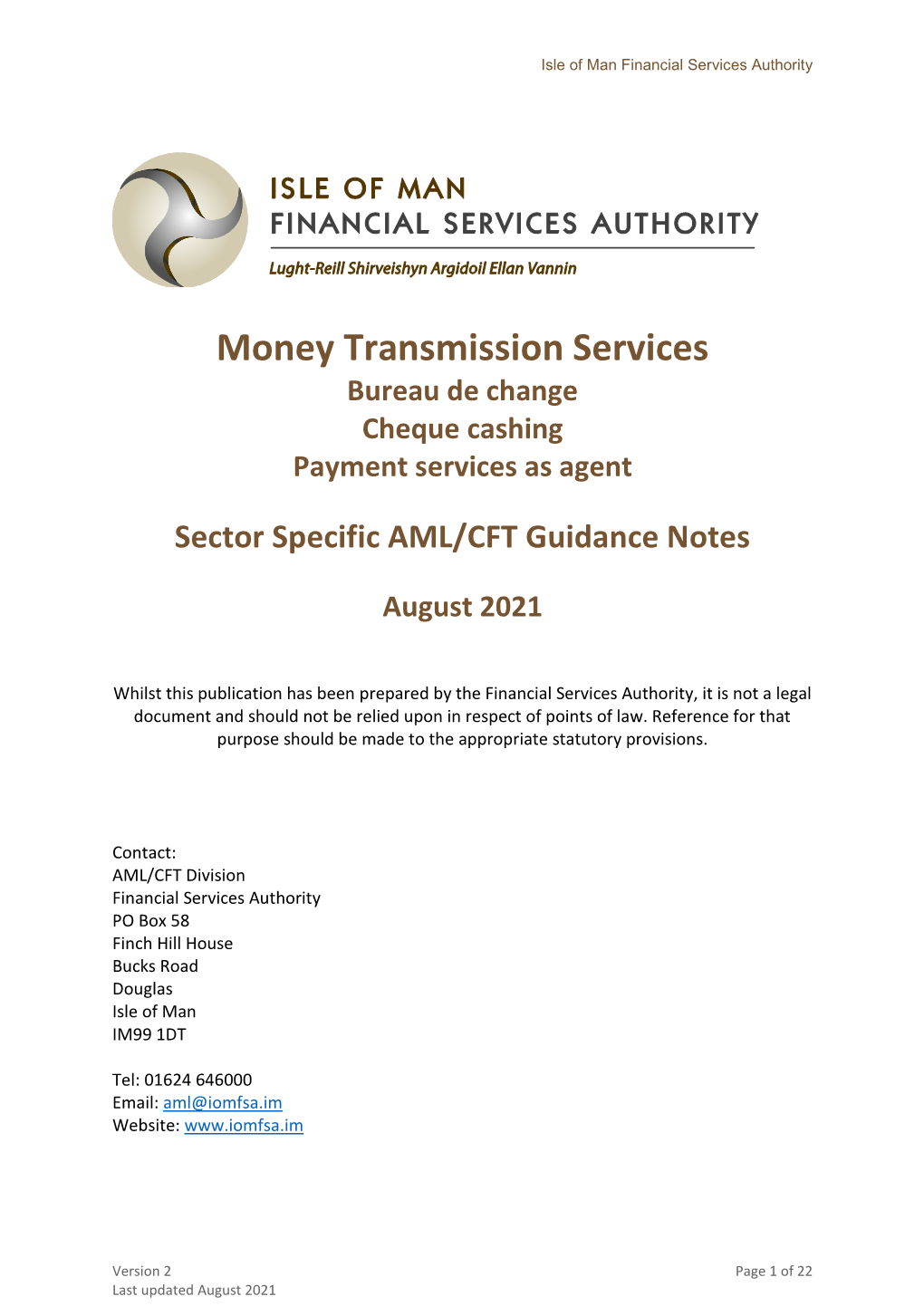 Money Transmission Services – Bureau De Change, Cheque