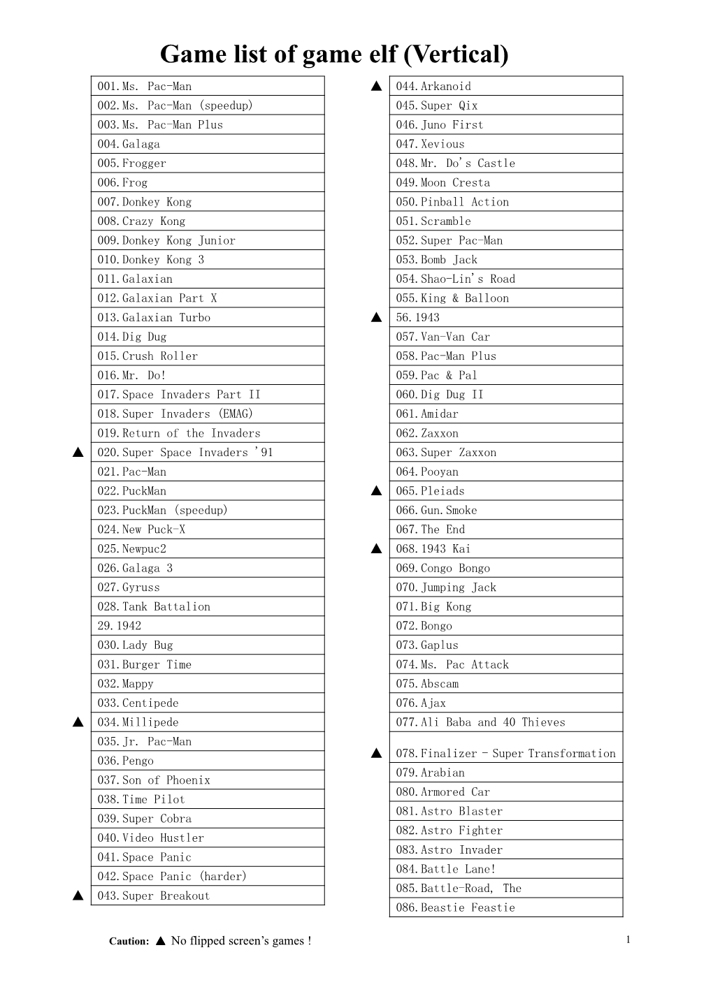 3 Sides 900 in 1 Game List Part 2-Vertical Games