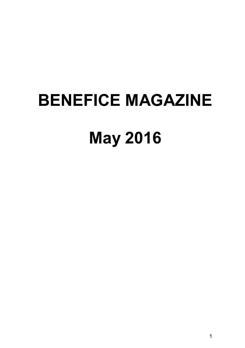 BENEFICE MAGAZINE May 2016