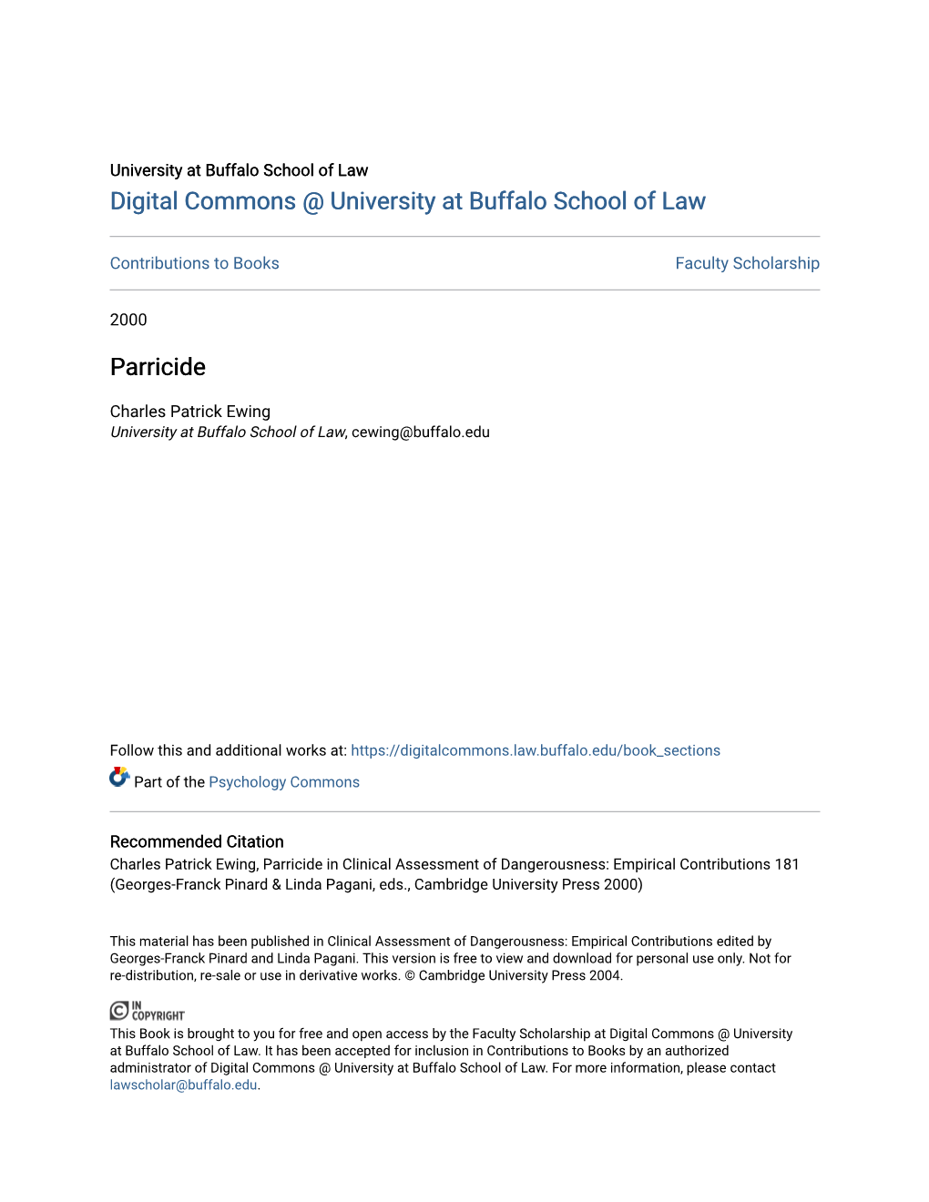 Digital Commons @ University at Buffalo School of Law Parricide