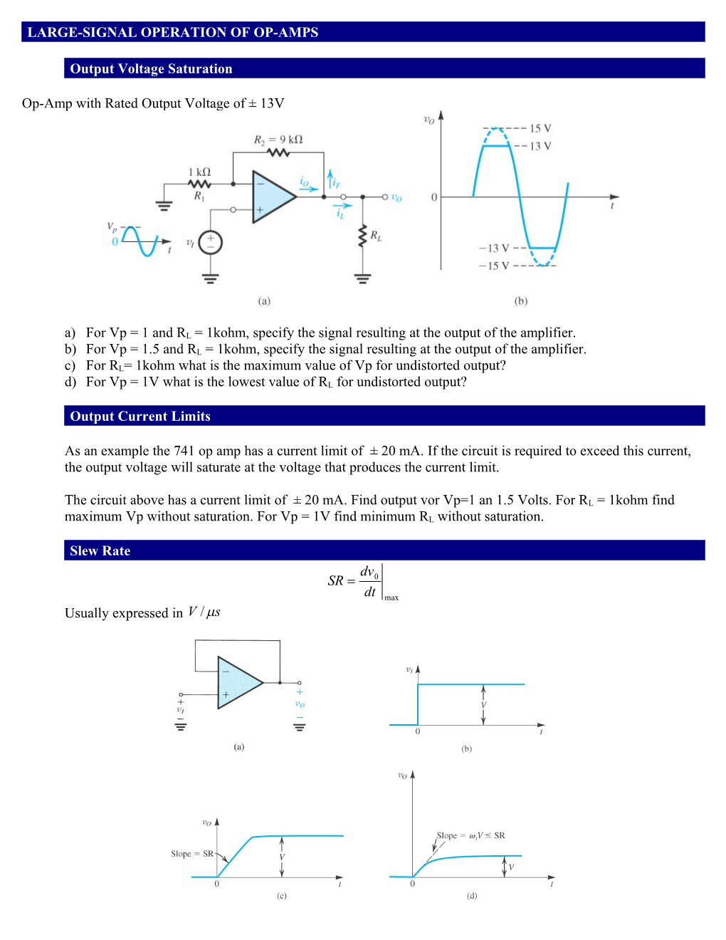 Large-Signal Operation of Op-Amps