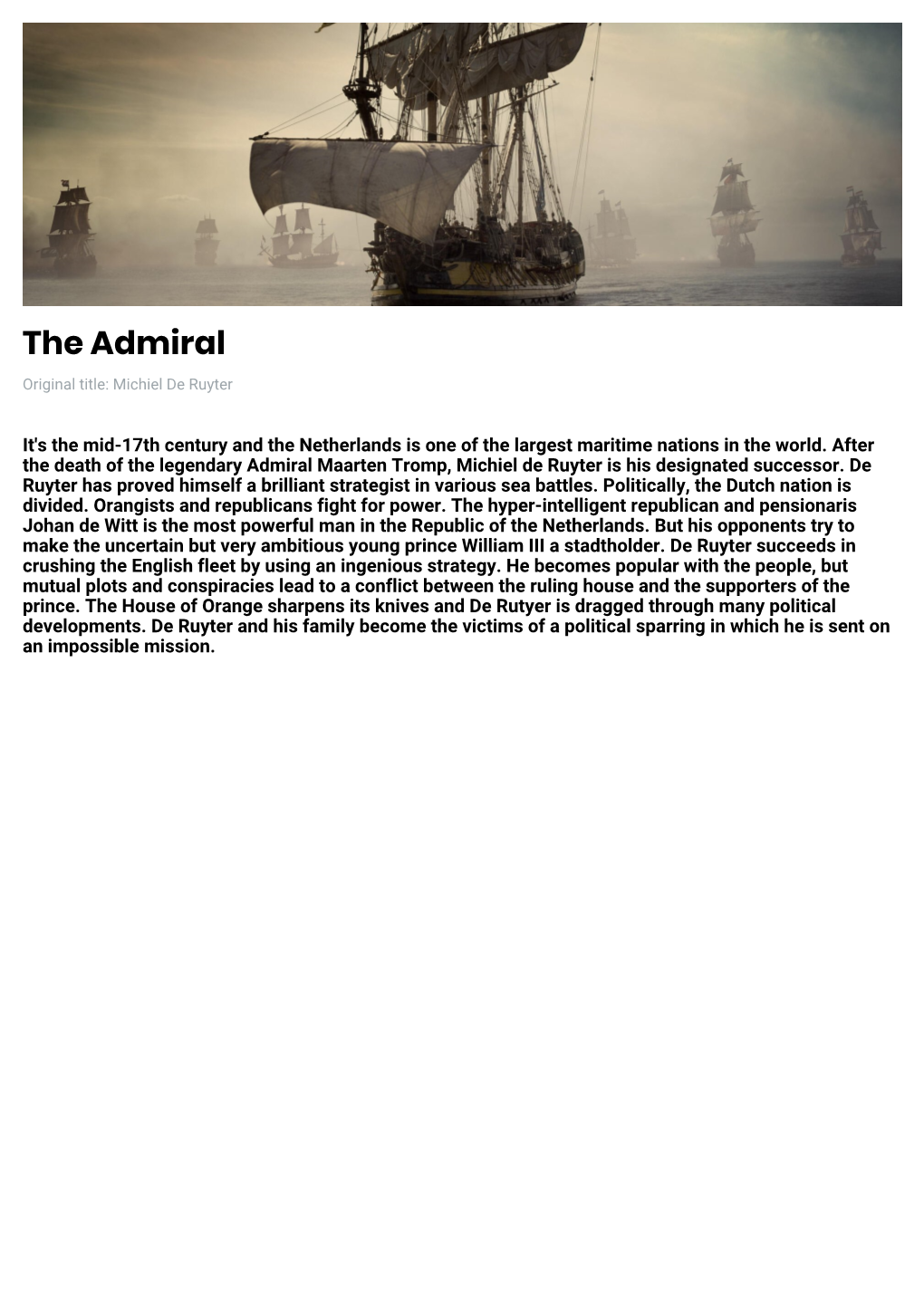 The Admiral Original Title: Michiel De Ruyter